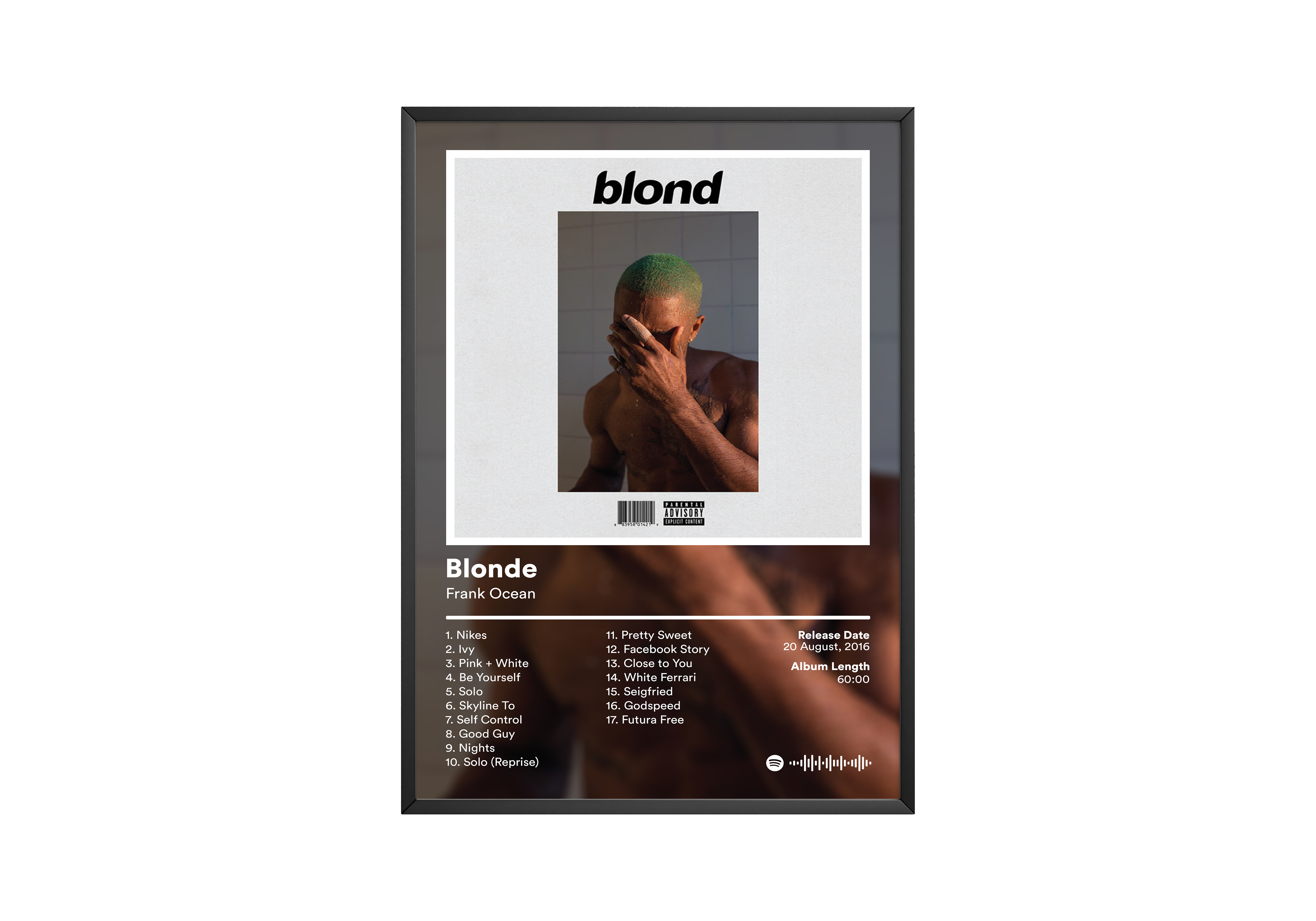 Frank Ocean Blonde Album poster wall art print room decor