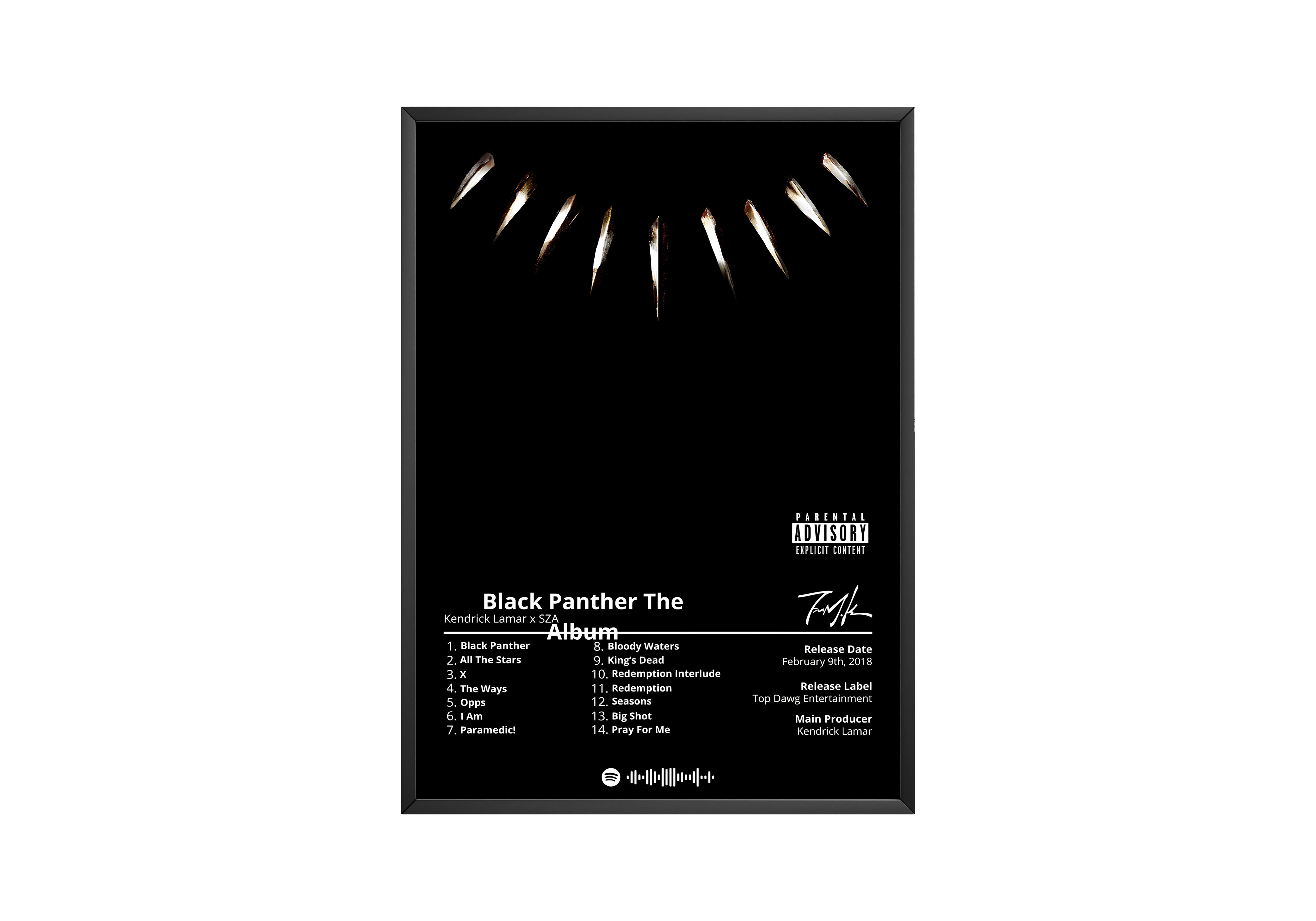 Kendrick Lamar Black Panther Album Poster poster wall art print room decor