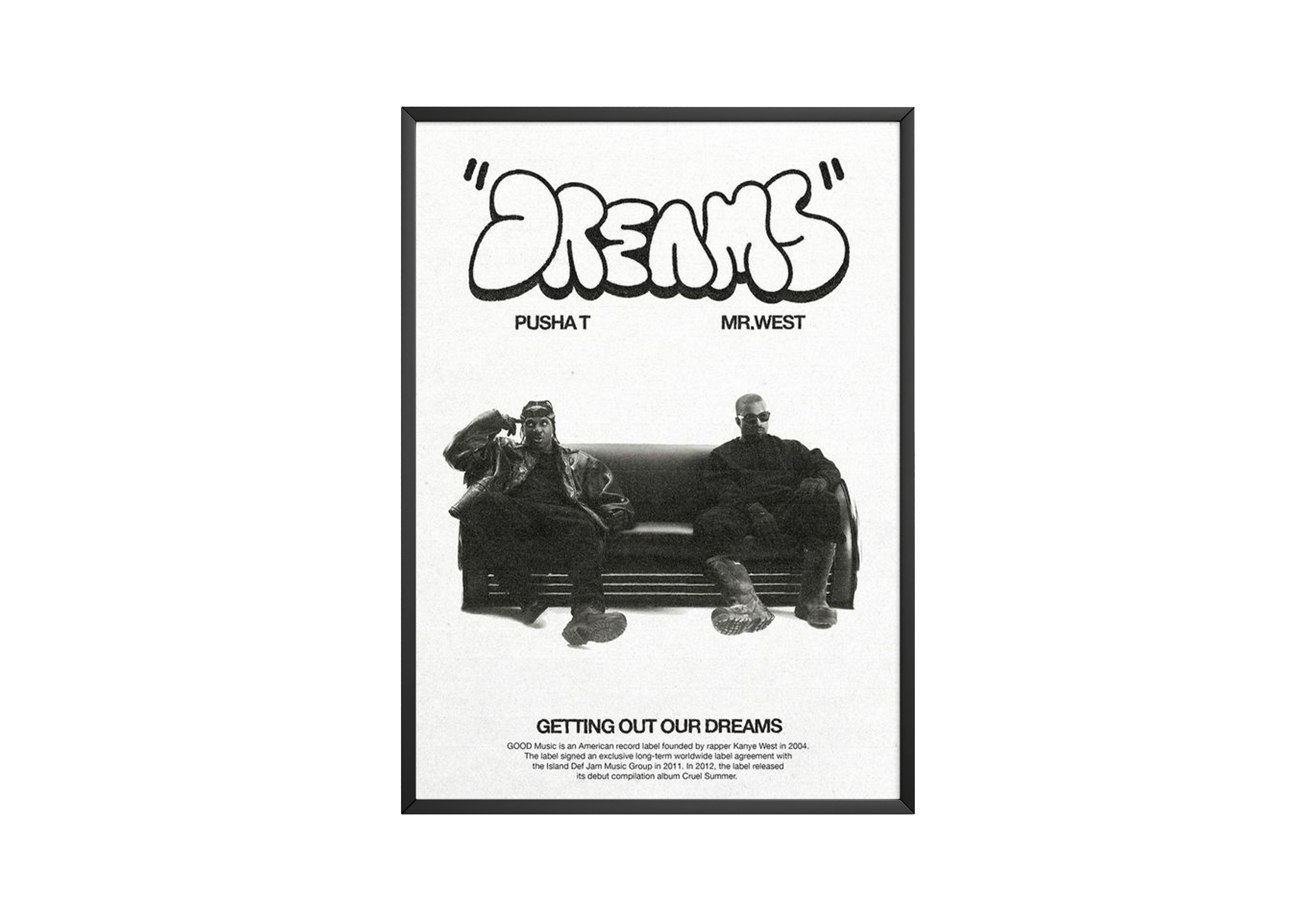 Pusha T & Kanye West Dreams poster wall art print room decor