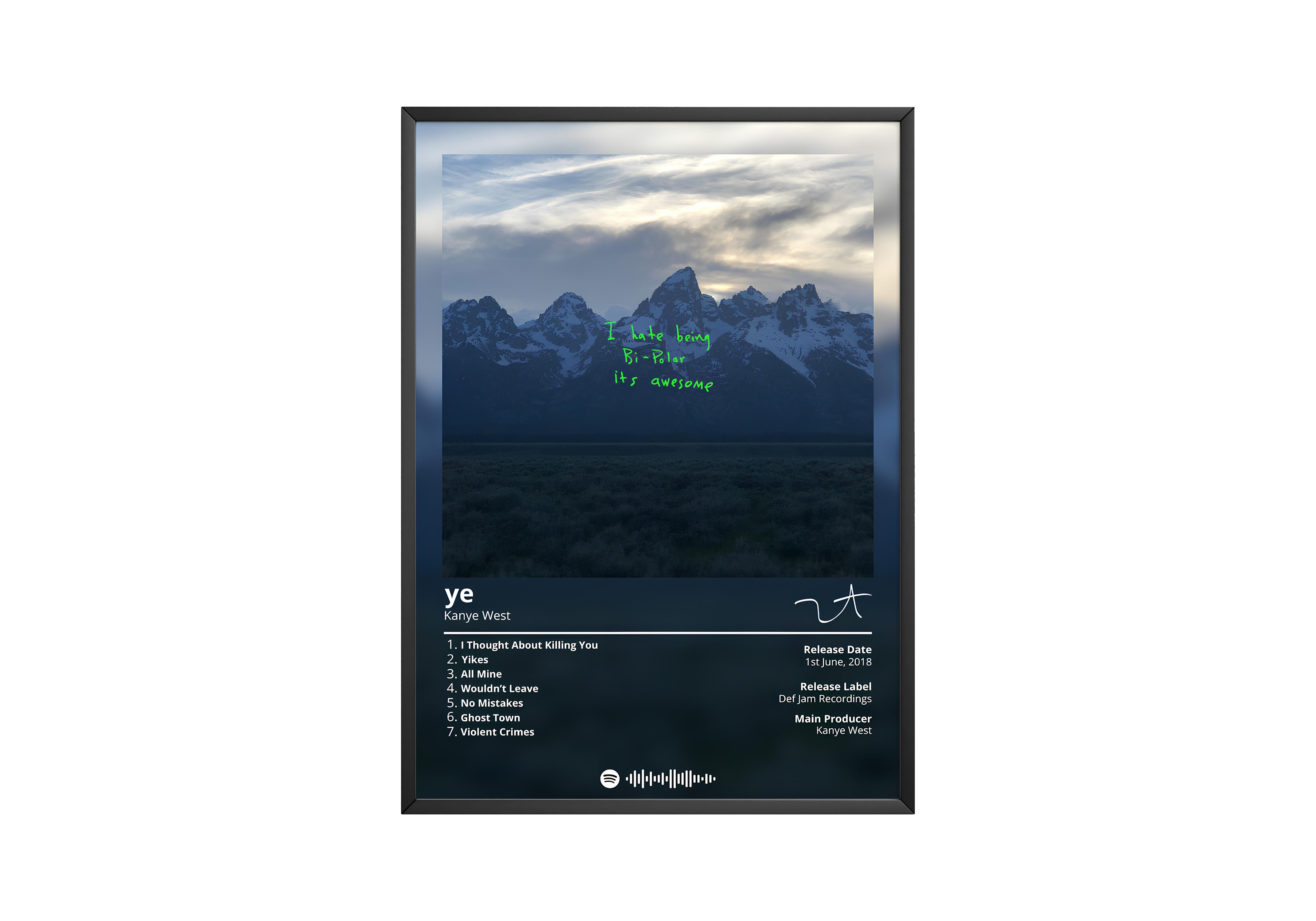 Kanye West Ye Album poster wall art print room decor
