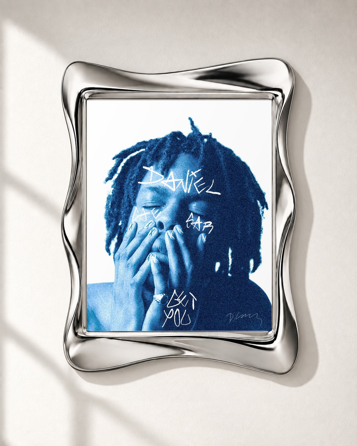 Daniel Caesar Get You Blue Portrait Poster, close-up display. Frame for display only; poster sold unframed.
