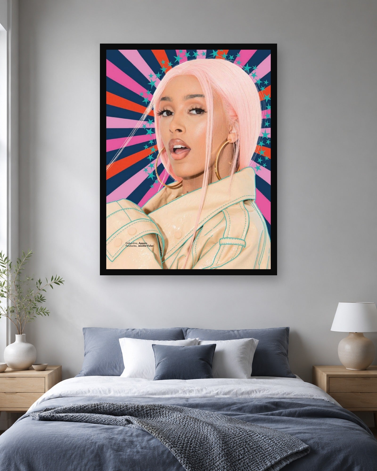 Doja Cat Cosmopolitan Portrait Poster displayed in a coordinated room scene