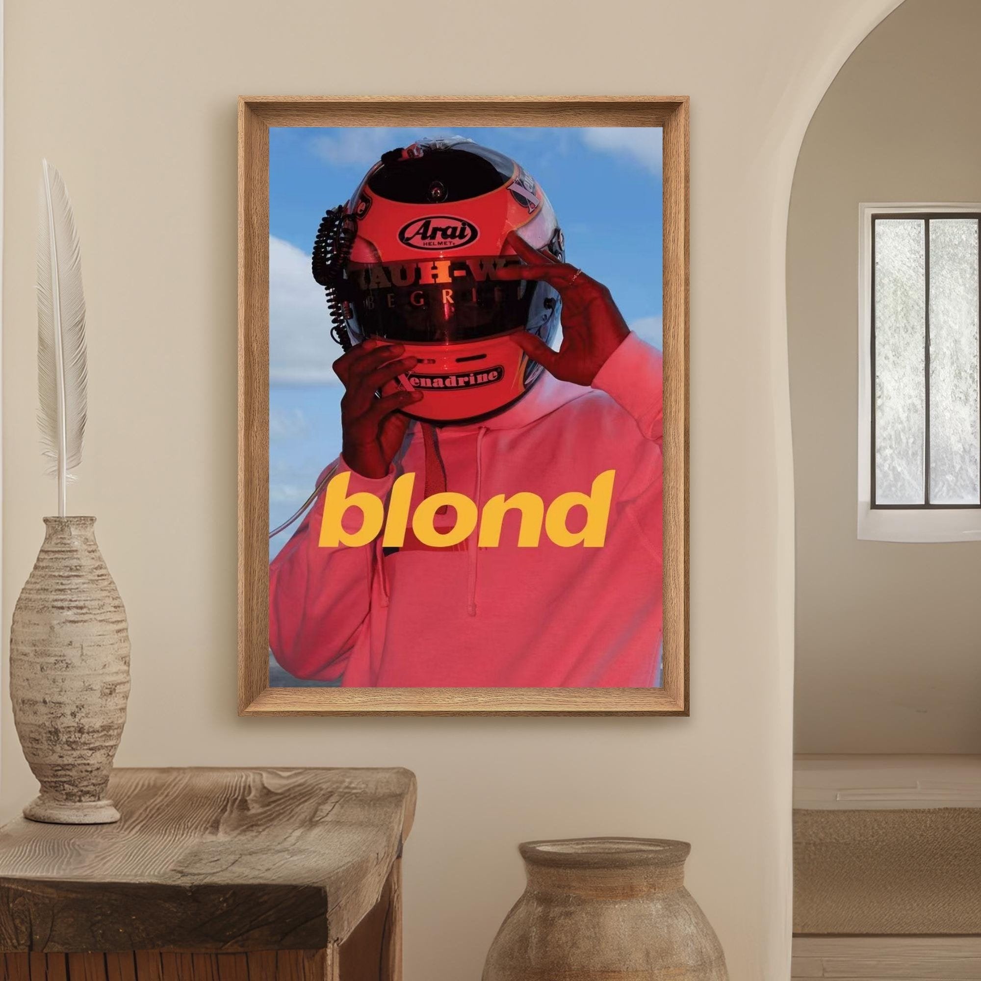 Frank Ocean Blond Red Helmet Poster - Music Wall Art
