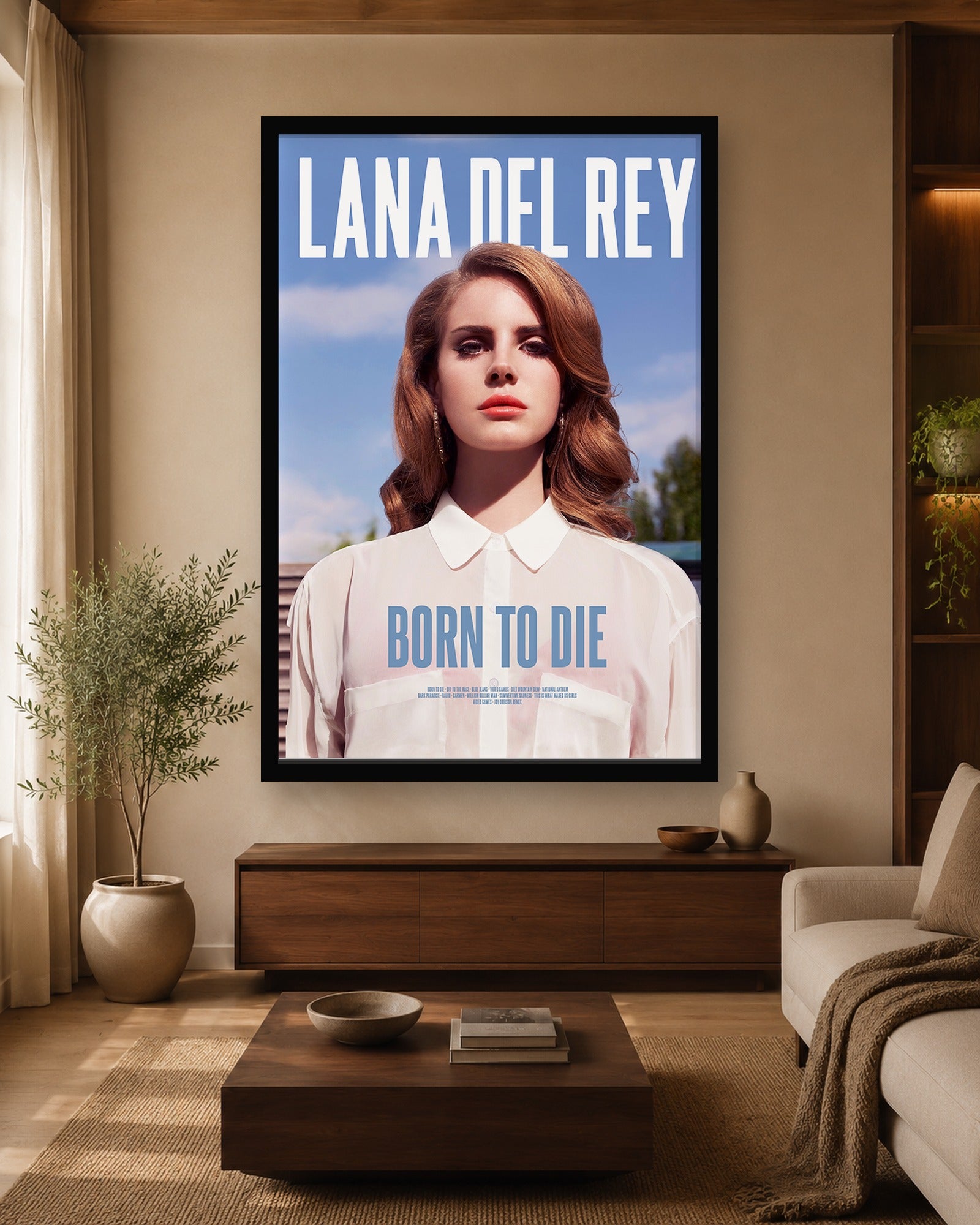 Lana Del Rey Born to Die Album Poster in a color-matched room scene