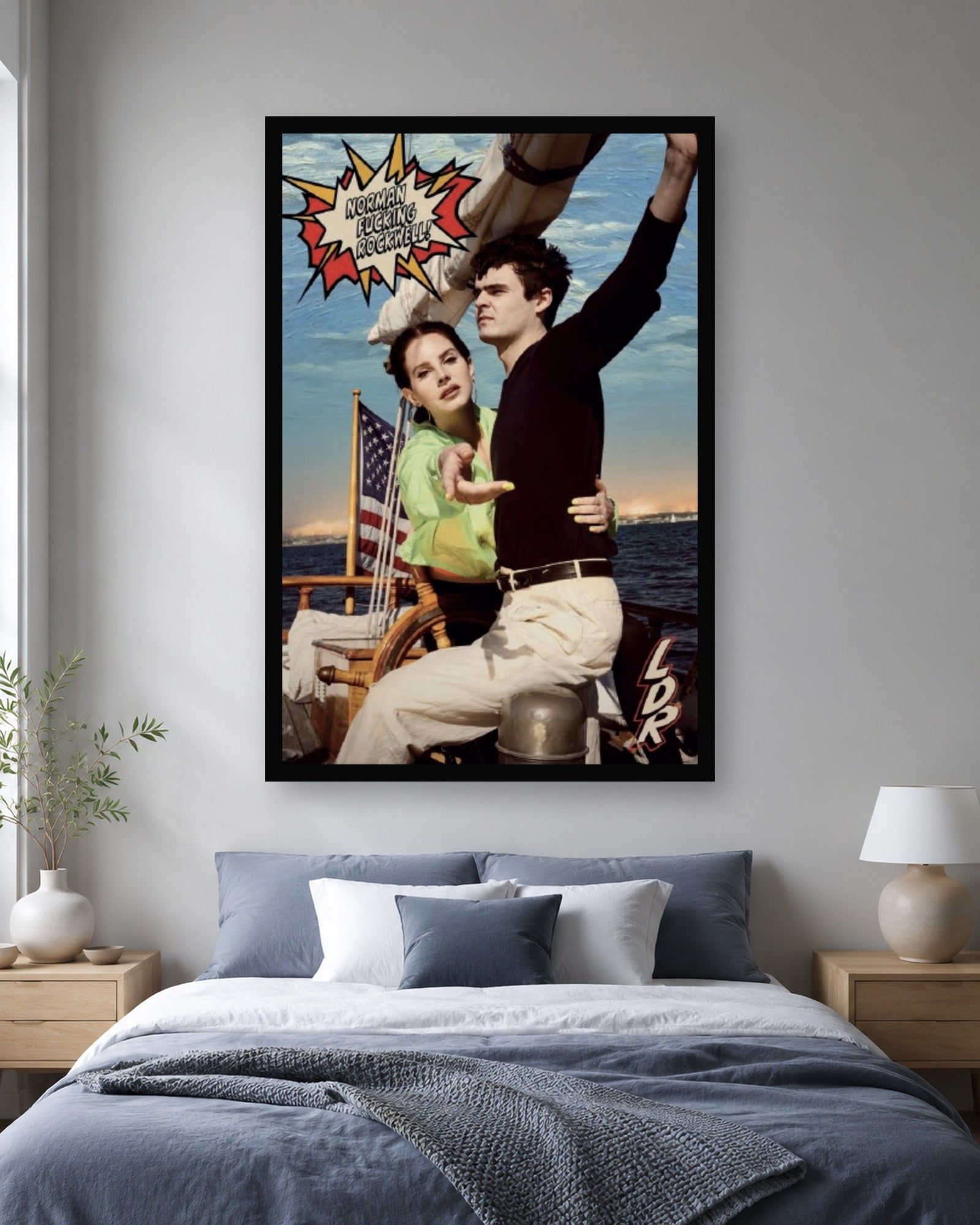 Lana Del Rey Norman Rockwell Album Poster in a second coordinated interior