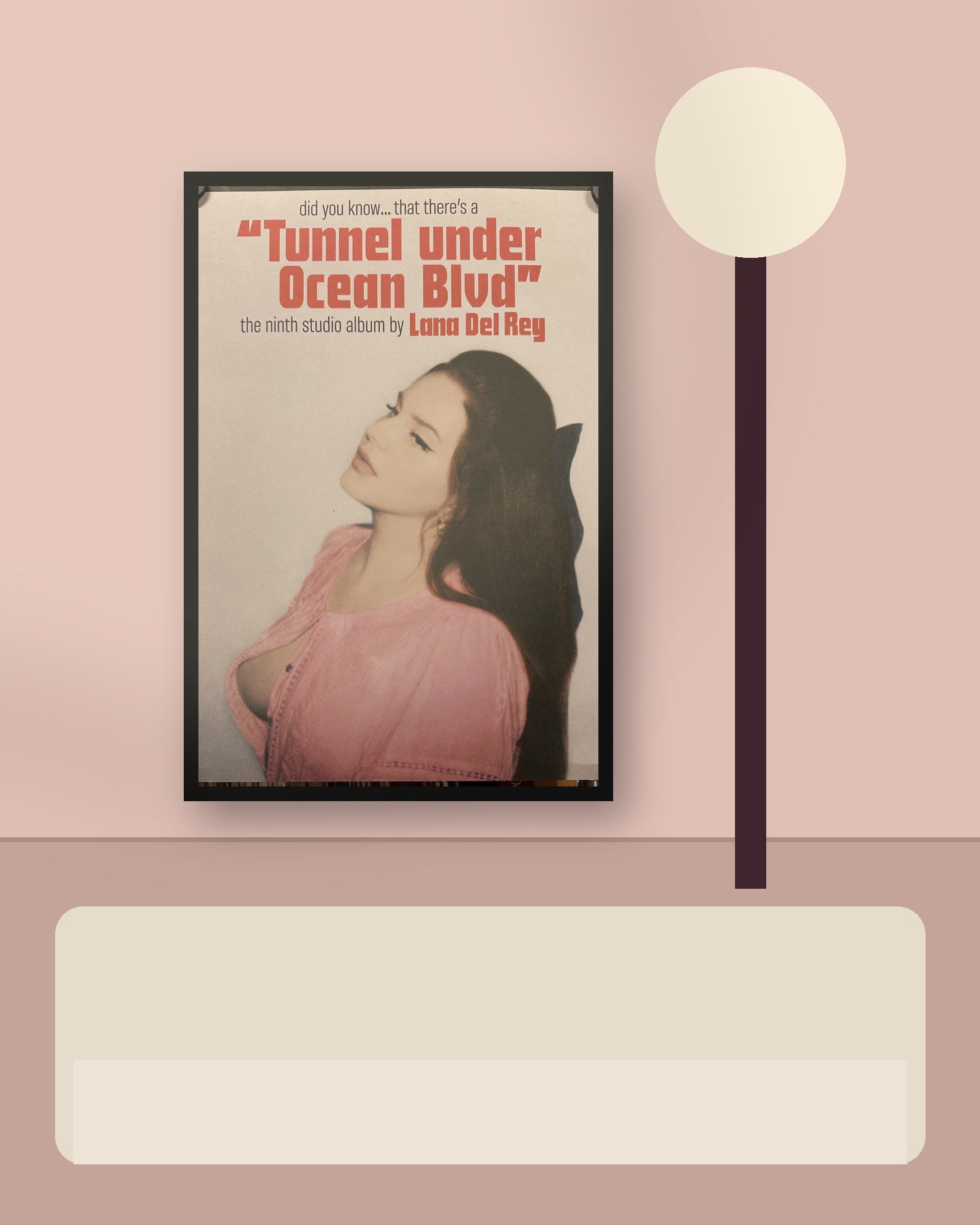 Lana Del Rey Ocean Blvd album poster displayed in a second coordinated interior