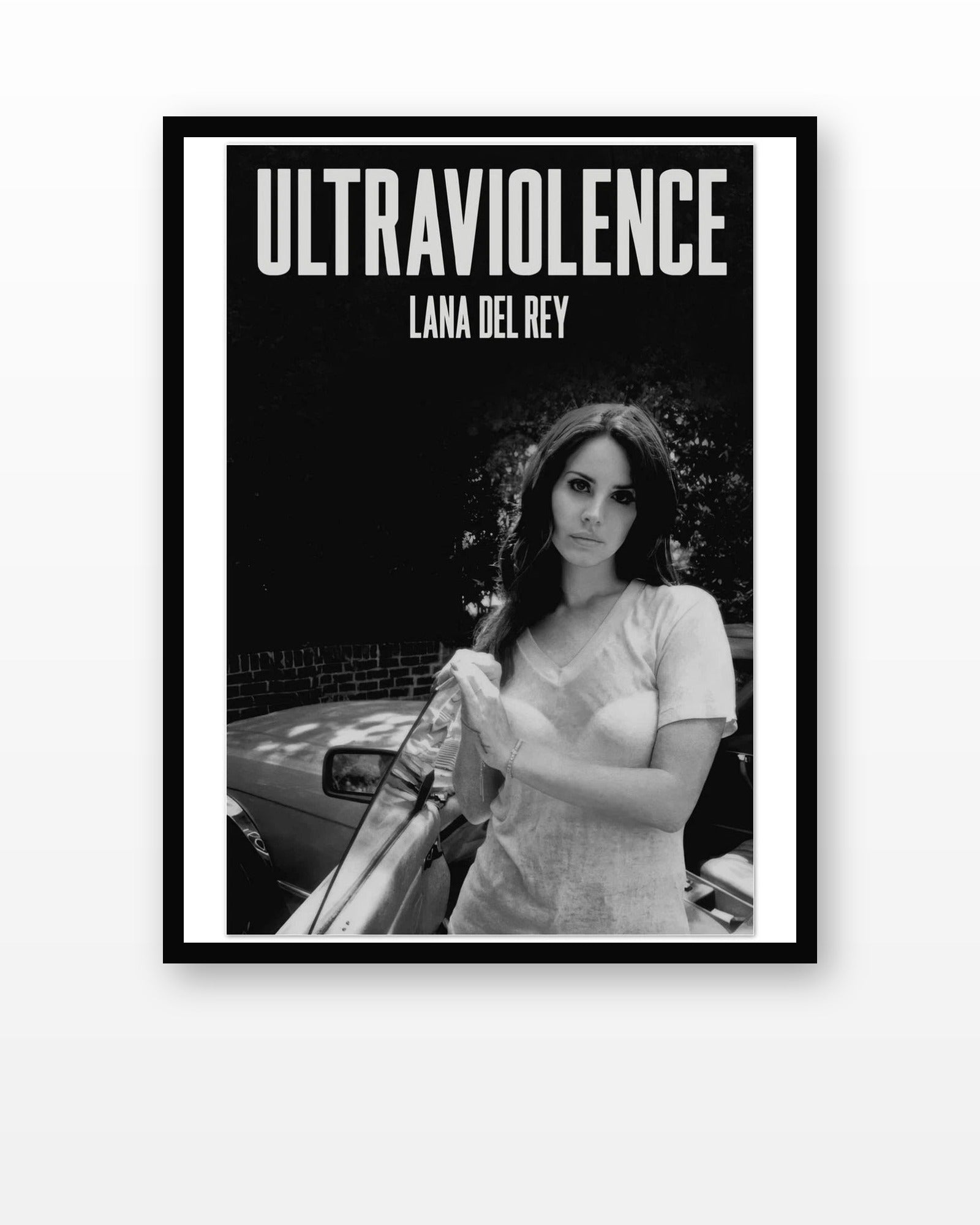 Lana Del Rey Ultraviolence Album Poster in a black frame on a white wall
