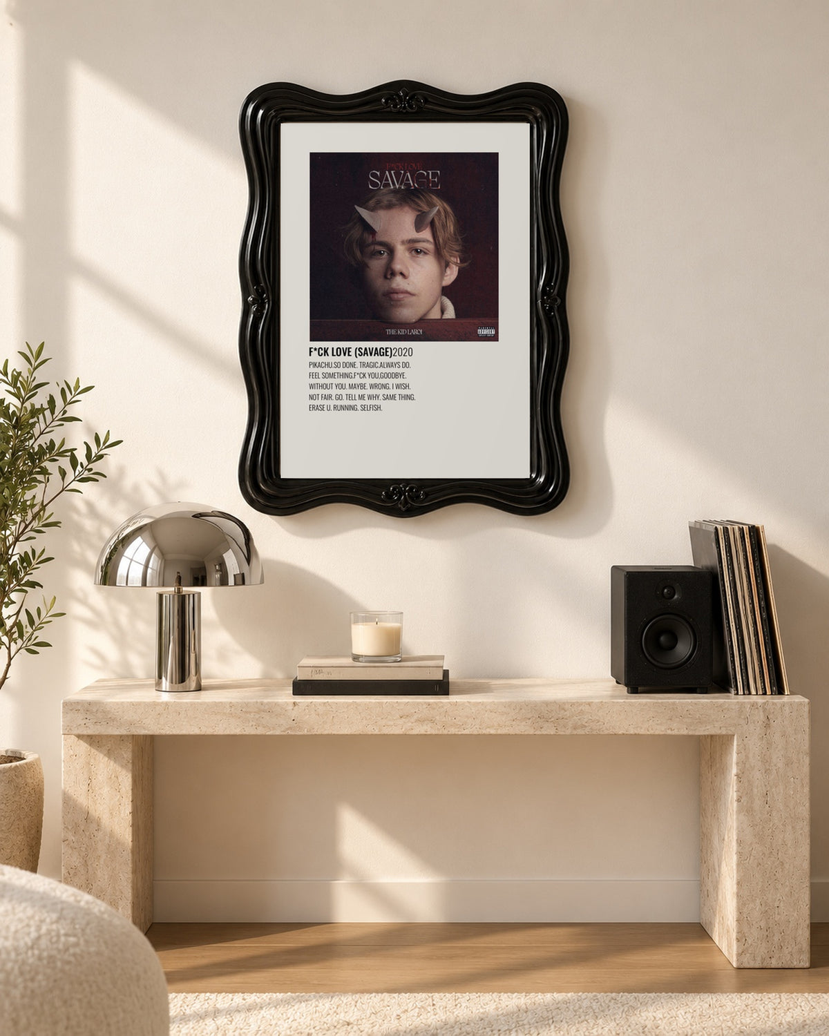 The Kid LAROI F*CK LOVE (SAVAGE) Burgundy Tracklist poster, console room; frame not included