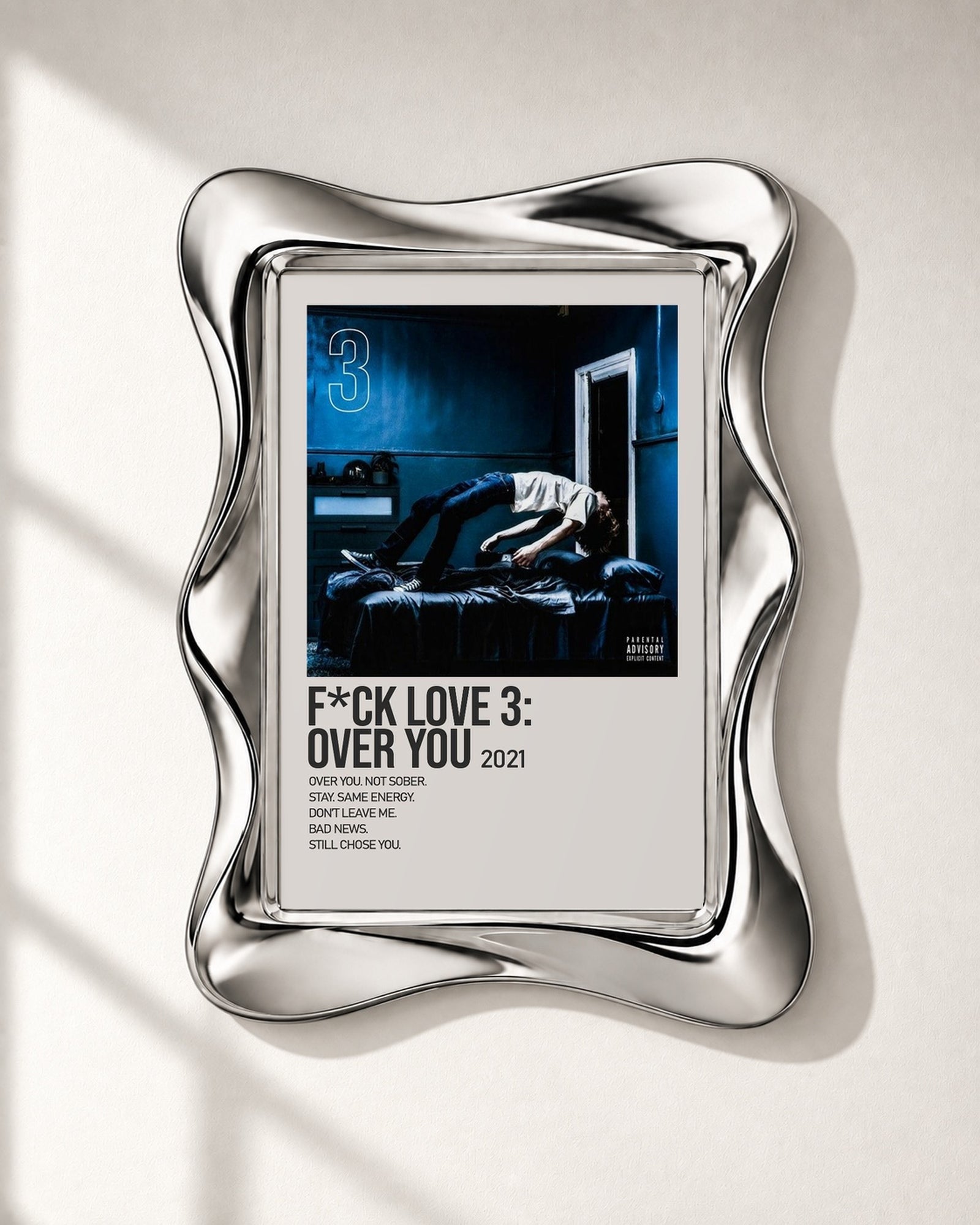 The Kid LAROI F*CK LOVE 3: OVER YOU Blue Room Tracklist poster, close-up; frame not included
