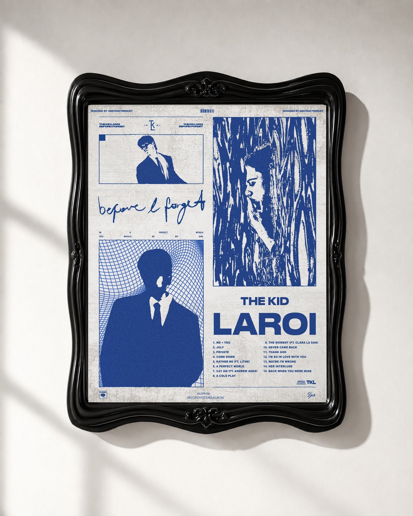 The Kid LAROI Before I Forget Blue Graphic Collage poster, close-up; frame not included