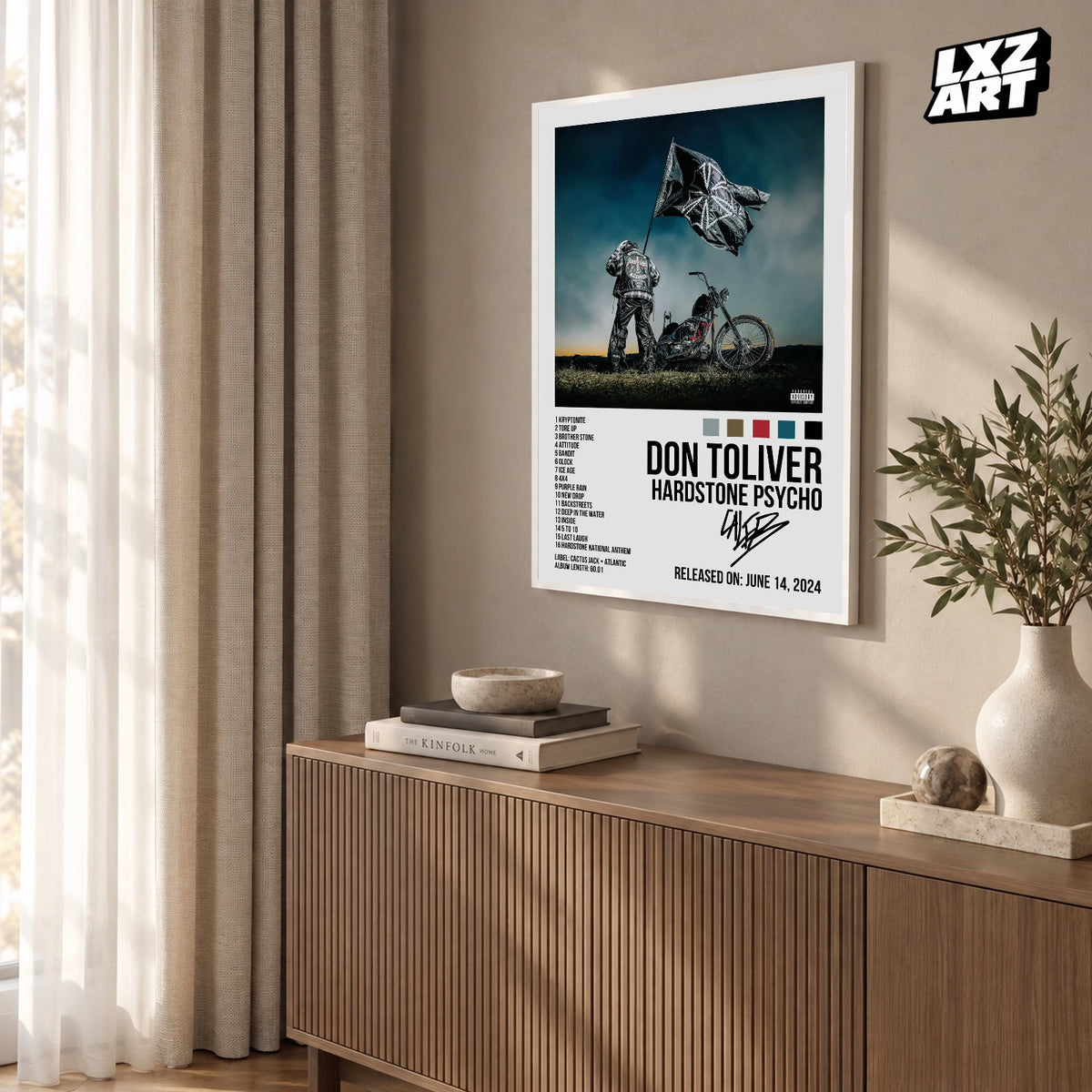 Don Toliver Hardstone Psycho White Signature Tracklist poster – warm wall display; frame not included