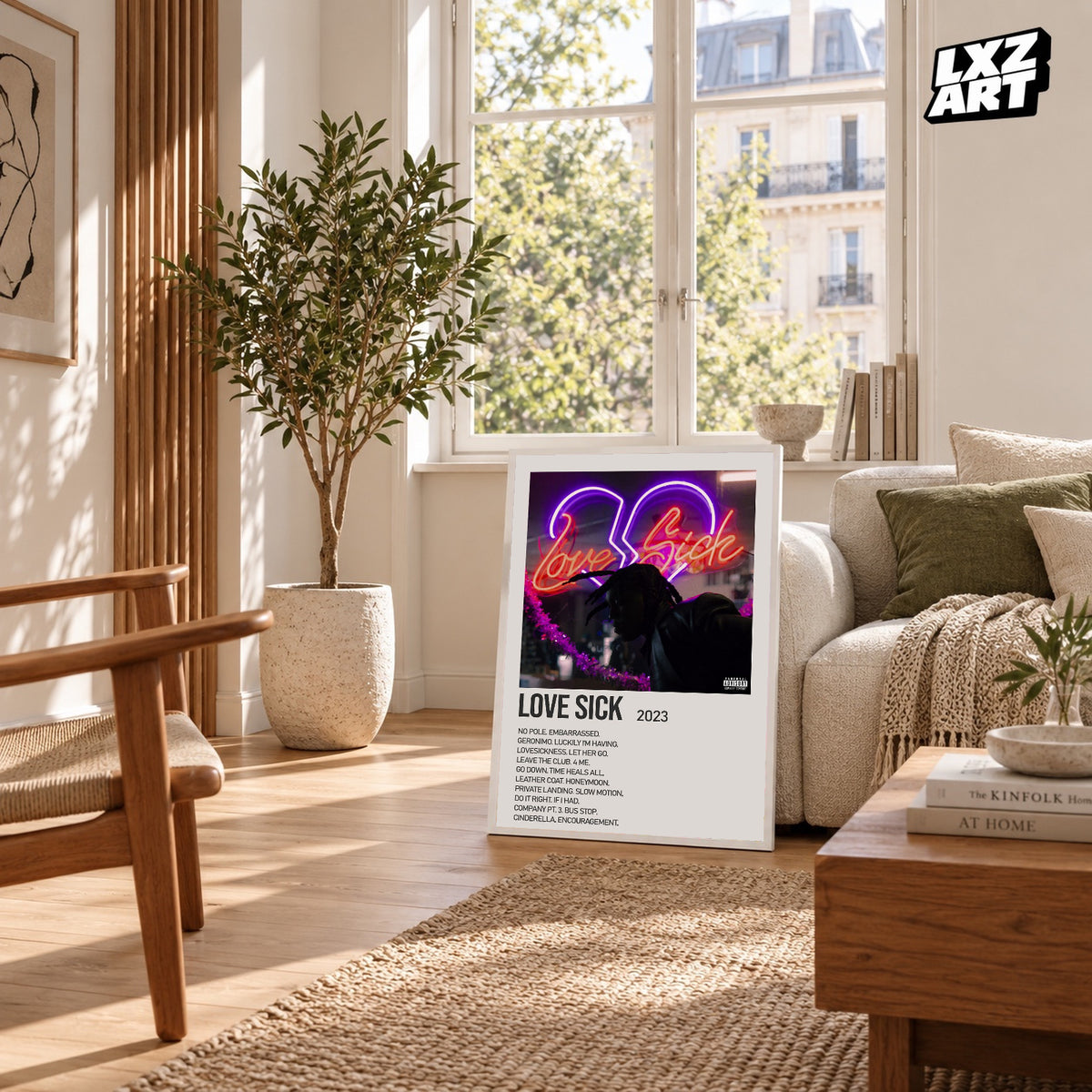 Don Toliver Love Sick Cream Tracklist poster – sunlit room display; frame not included