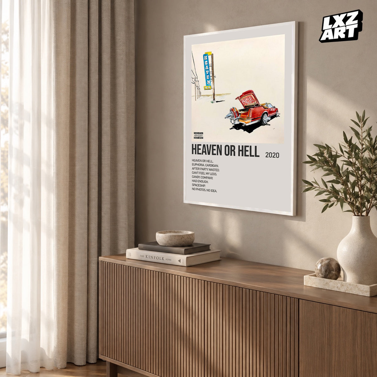 Don Toliver Heaven or Hell Cream Tracklist poster – warm wall display; frame not included