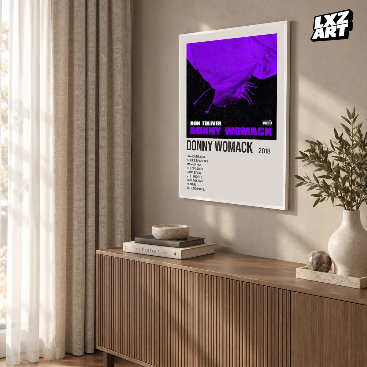 Don Toliver Donny Womack Cream Tracklist poster – warm wall display; frame not included