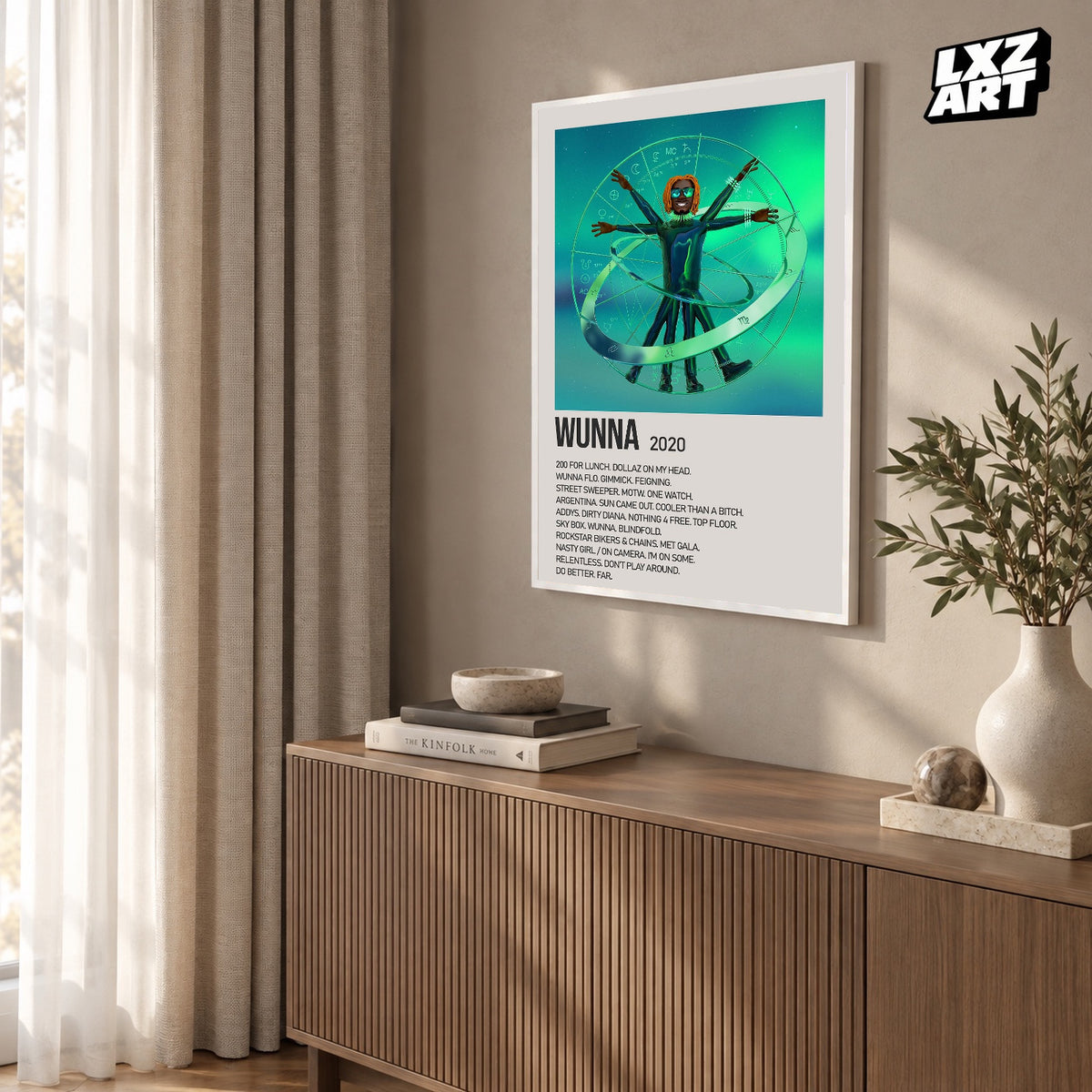 Gunna WUNNA Deluxe Cream Tracklist poster – warm wall display; frame not included