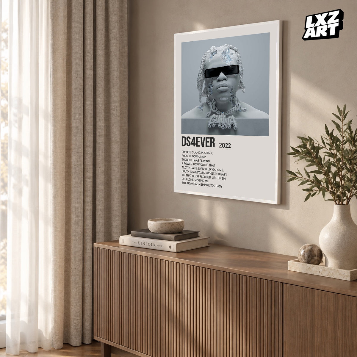 Gunna DS4EVER Cream Tracklist poster – warm wall display; frame not included