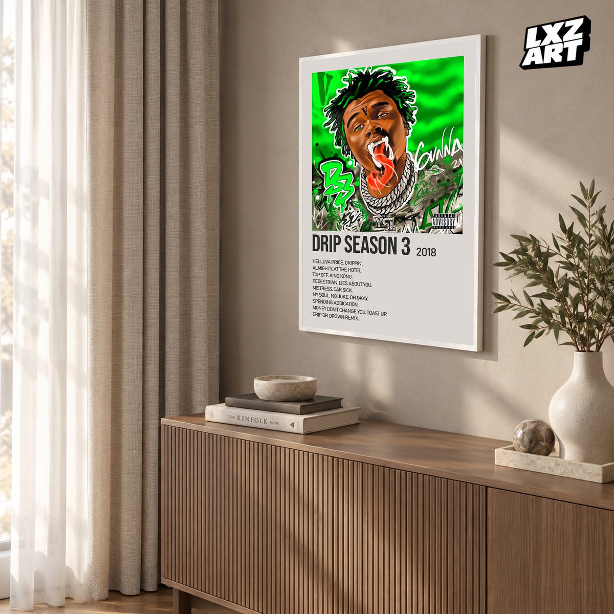 Gunna Drip Season 3 Cream Tracklist poster – warm wall display; frame not included