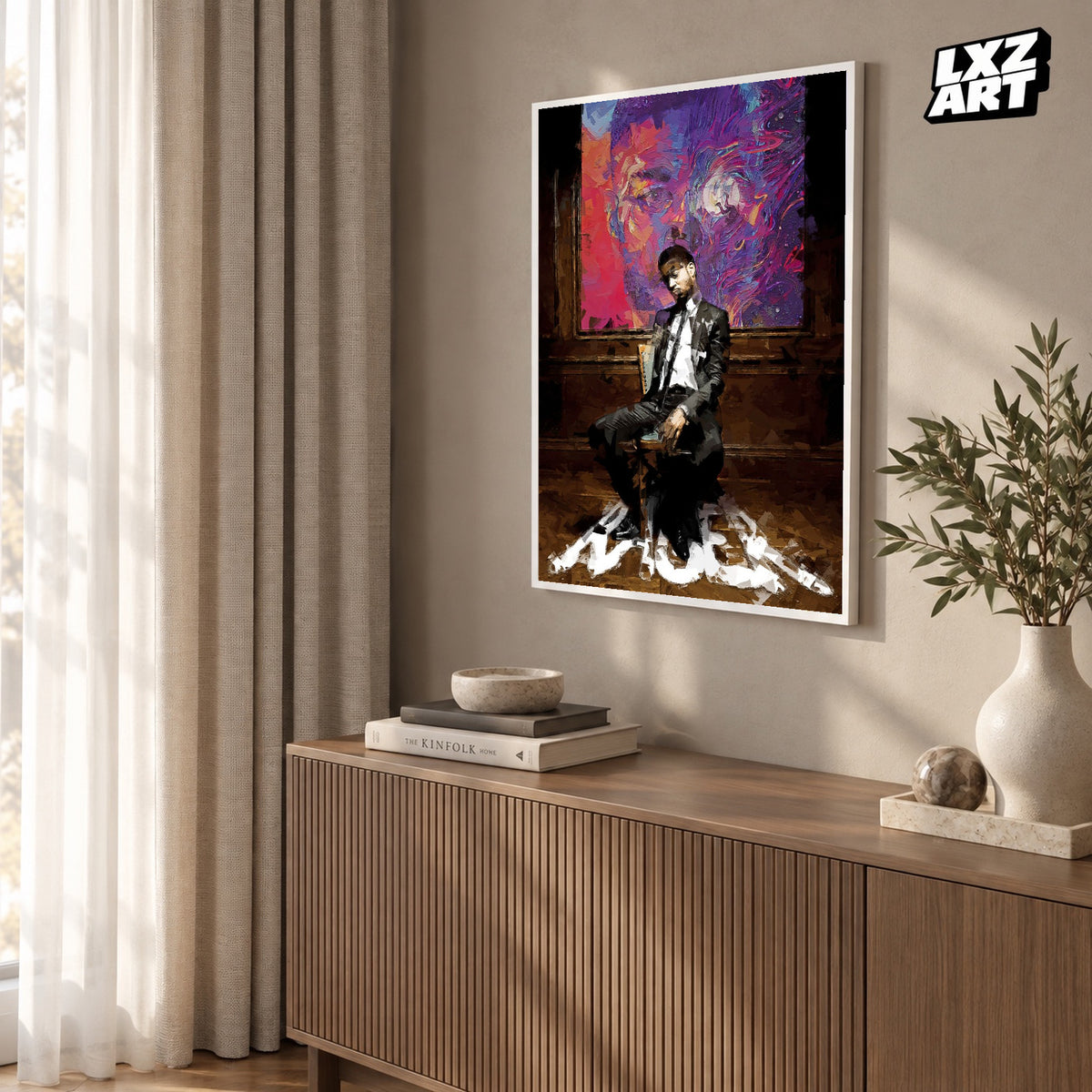 Kid Cudi Man on the Moon Color Portrait Collage poster; frame for display only