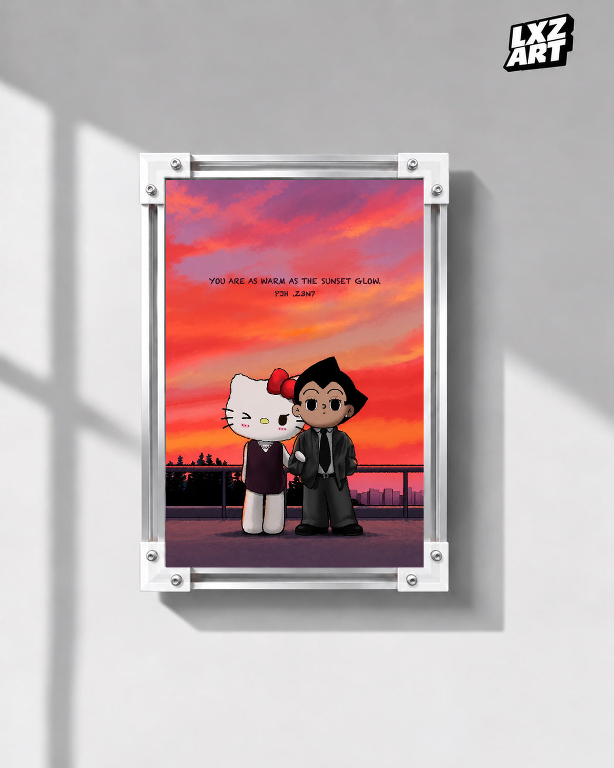 Sunset couple poster – front wall display, frame not included