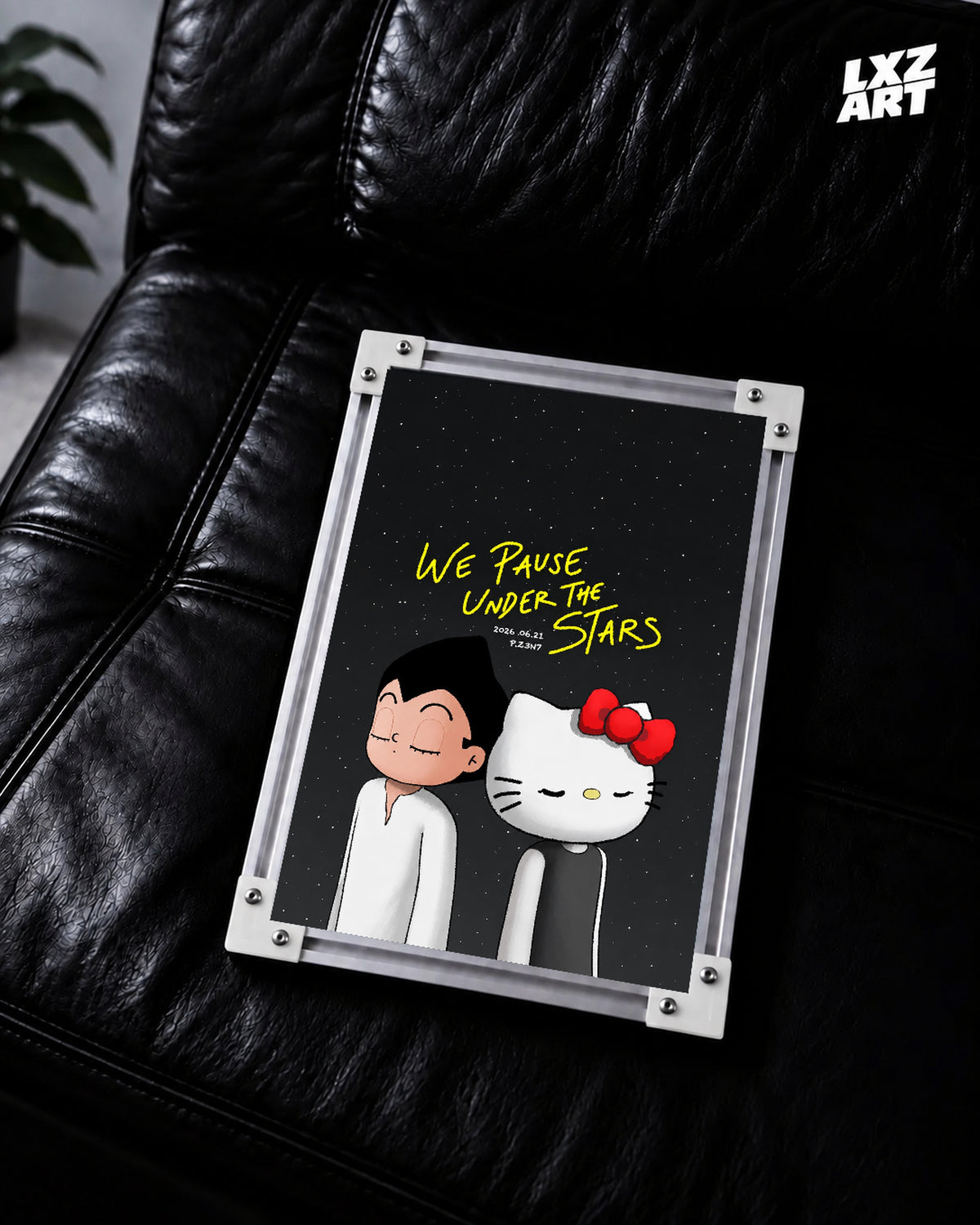Under the stars couple poster – black sofa display, frame not included