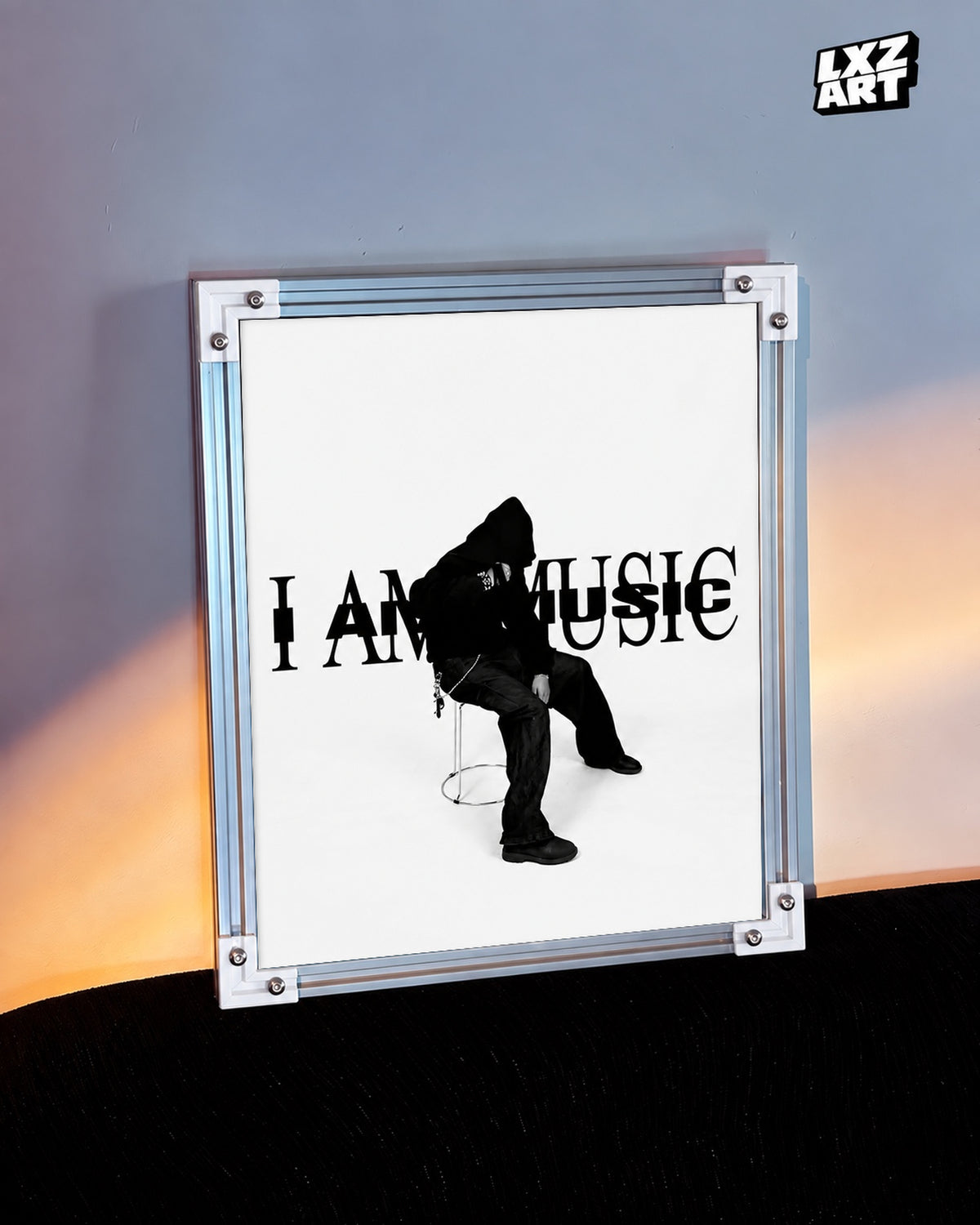 Playboi Carti I AM MUSIC Minimal Poster | Unframed Bedroom Wall Art — warm wall display; unframed print, frame not included