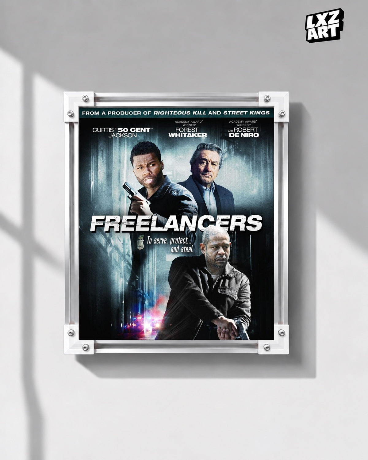 50 Cent Freelancers Movie Poster | Unframed Wall Art — gray wall display; unframed print, frame not included