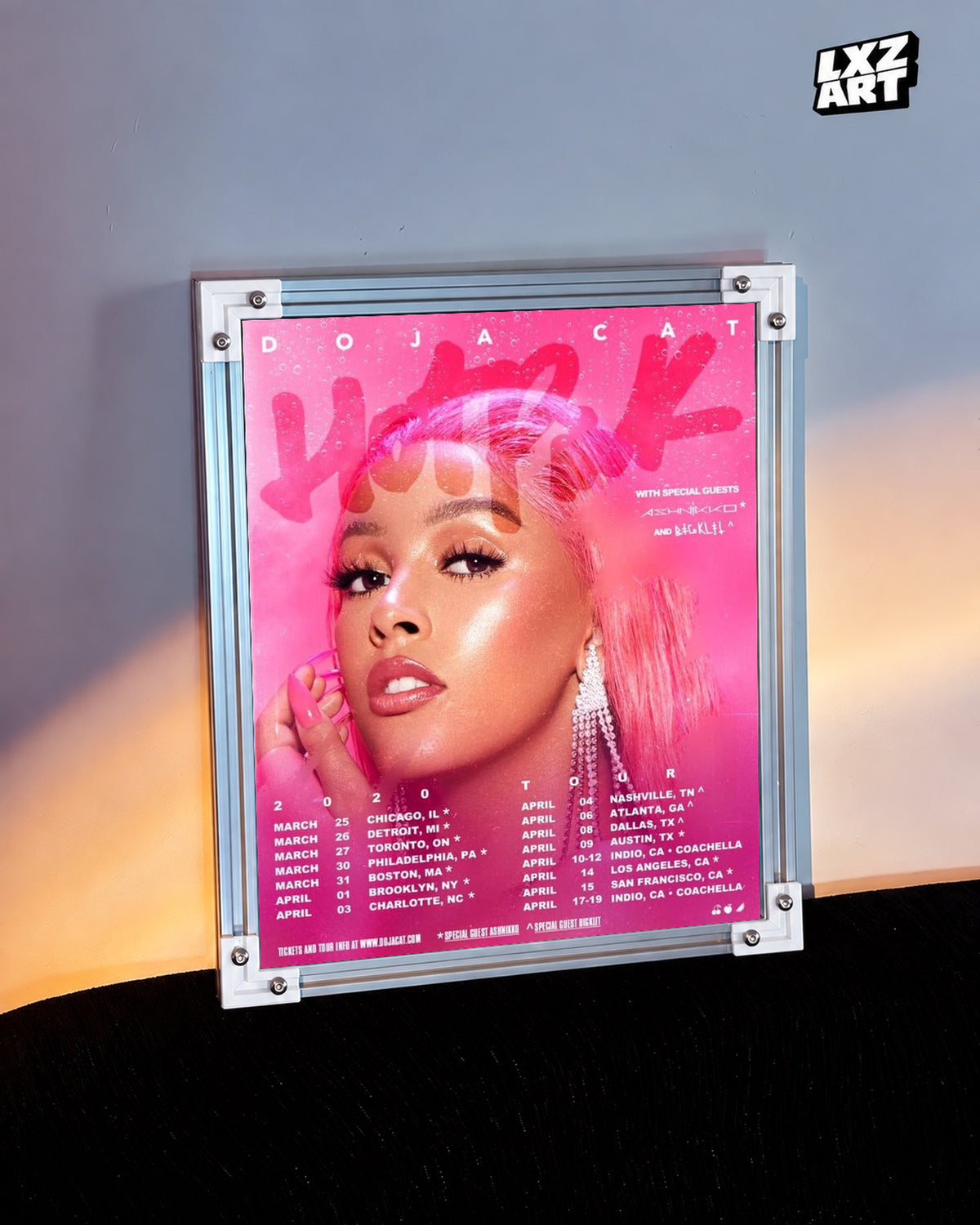 Doja Cat Hot Pink Tour Poster | Unframed Wall Art — warm wall display; unframed print, frame not included