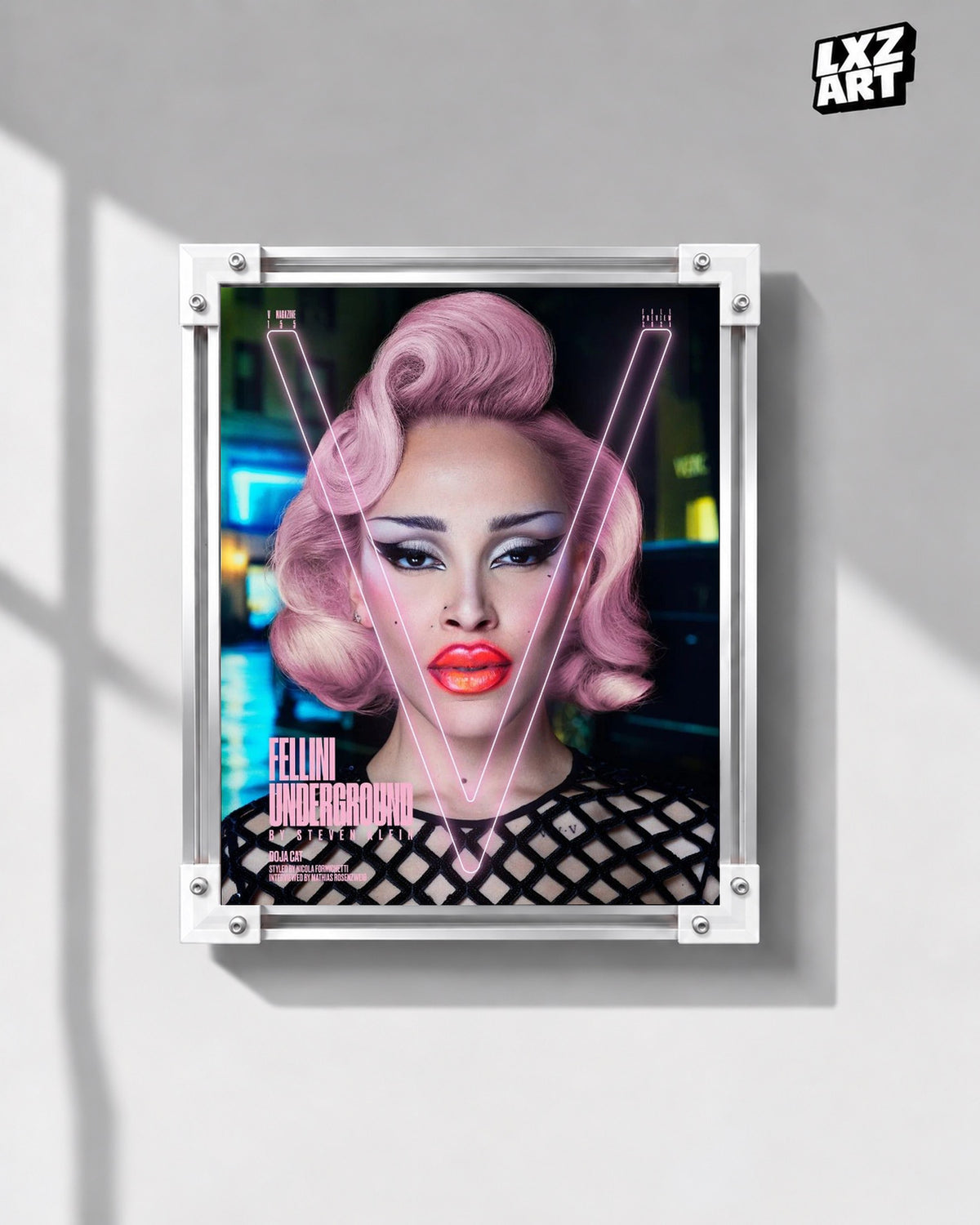 Doja Cat V155 Fellini Underground Cover Poster | Unframed Wall Art — gray wall display; unframed print, frame not included