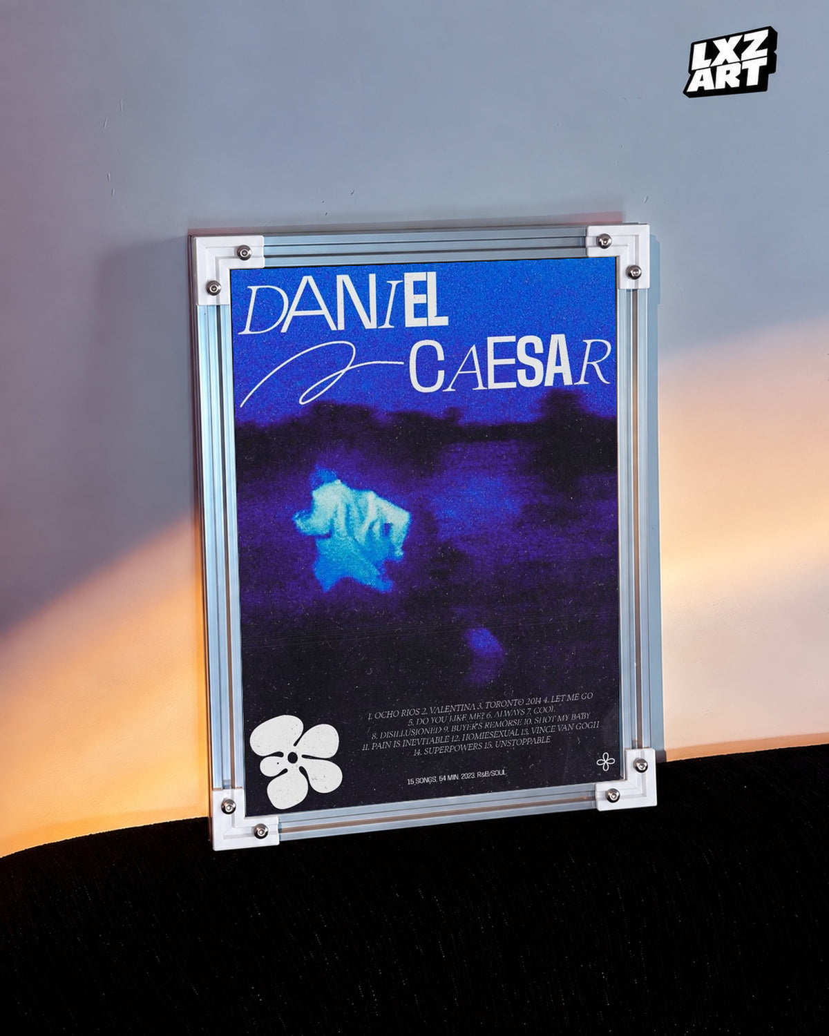 Daniel Caesar Never Enough Blue Floral Album Poster | Unframed Wall Art — warm wall display; unframed print, frame not included