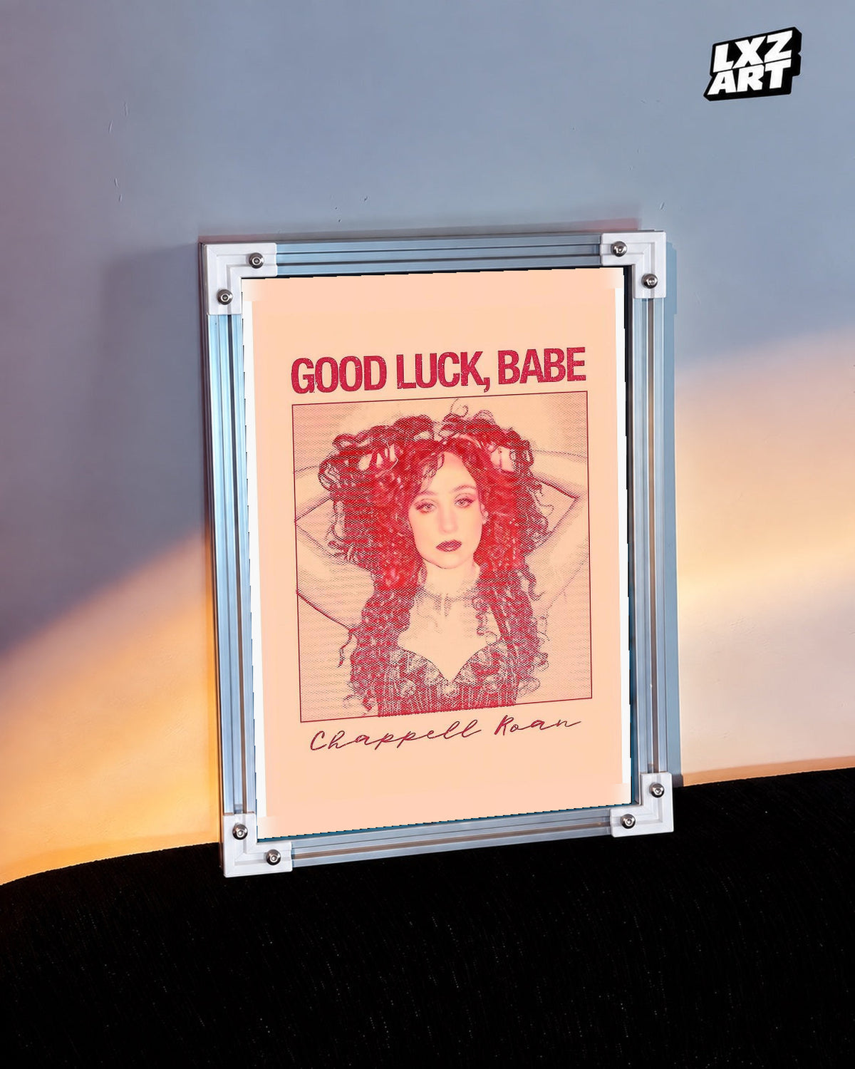 Chappell Roan Good Luck Babe Peach Duotone Portrait Poster | Unframed Music Wall Art — warm-light wall scene; frame for display only