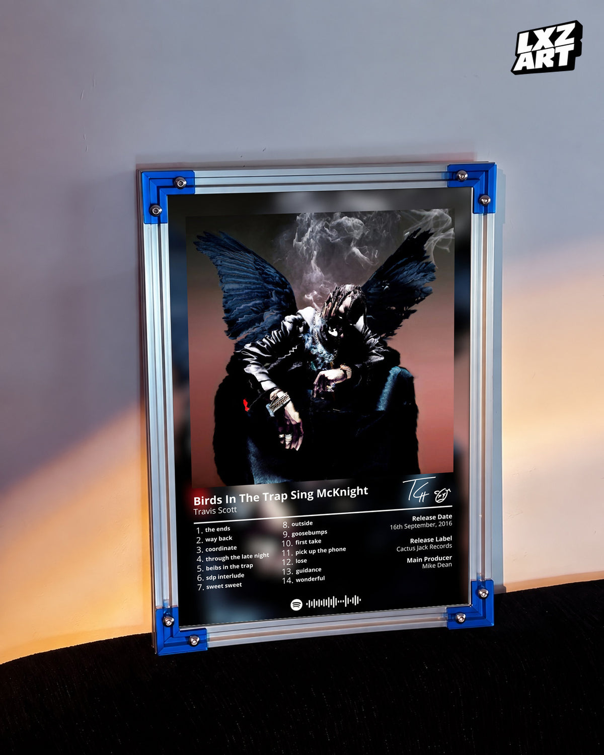 Travis Scott Birds In The Trap Sing McKnight Tracklist Poster | Unframed Bedroom Wall Art — LXZART display 3; frame not included