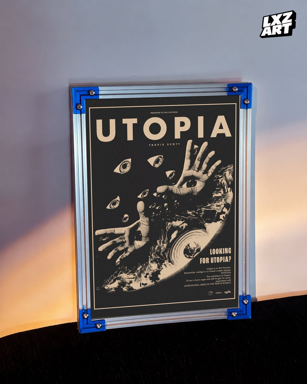 Travis Scott Utopia Vintage Poster | Unframed Bedroom Wall Art — LXZART display 3; frame not included