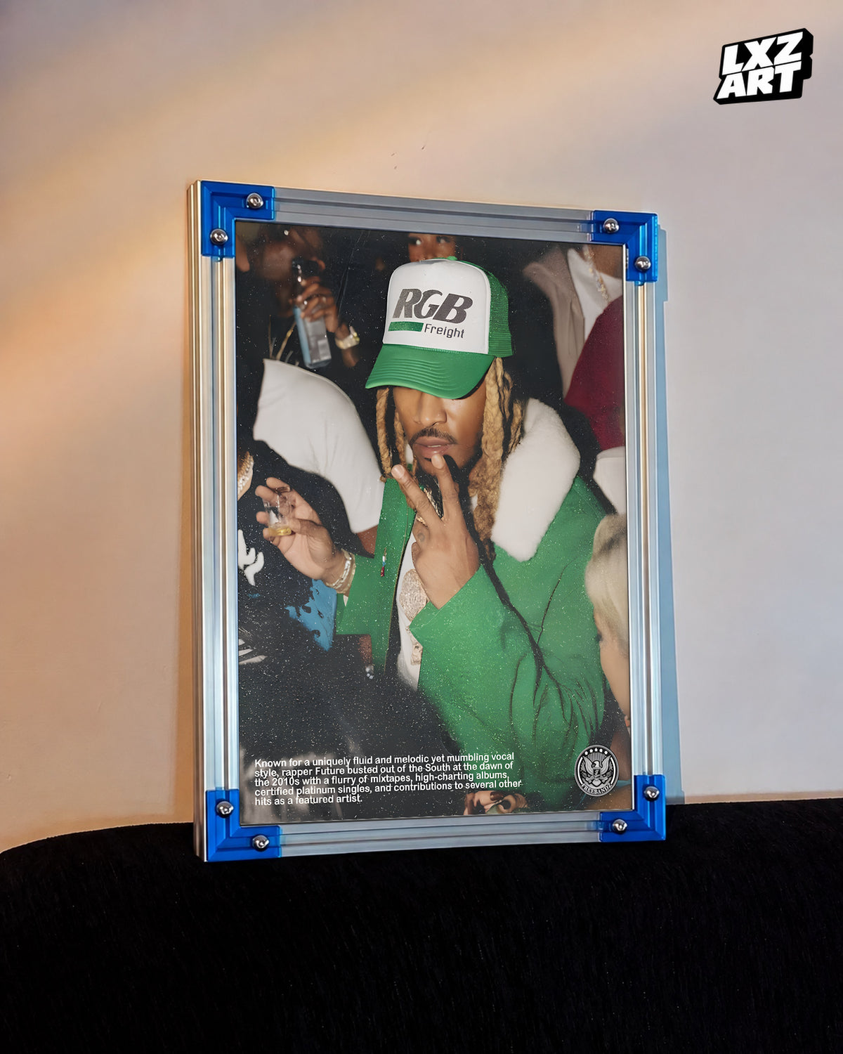 Future Green Streetwear Portrait Poster | Unframed Hip Hop Wall Art — LXZART display 3; frame not included