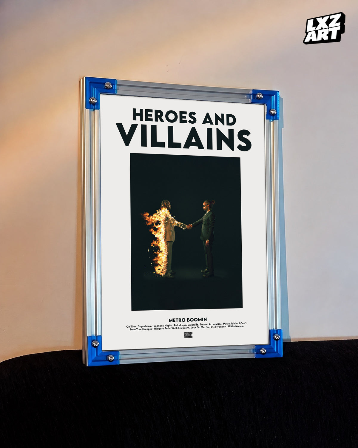 Metro Boomin Heroes & Villains Poster | Unframed Bedroom Wall Art — LXZART display 3; frame not included