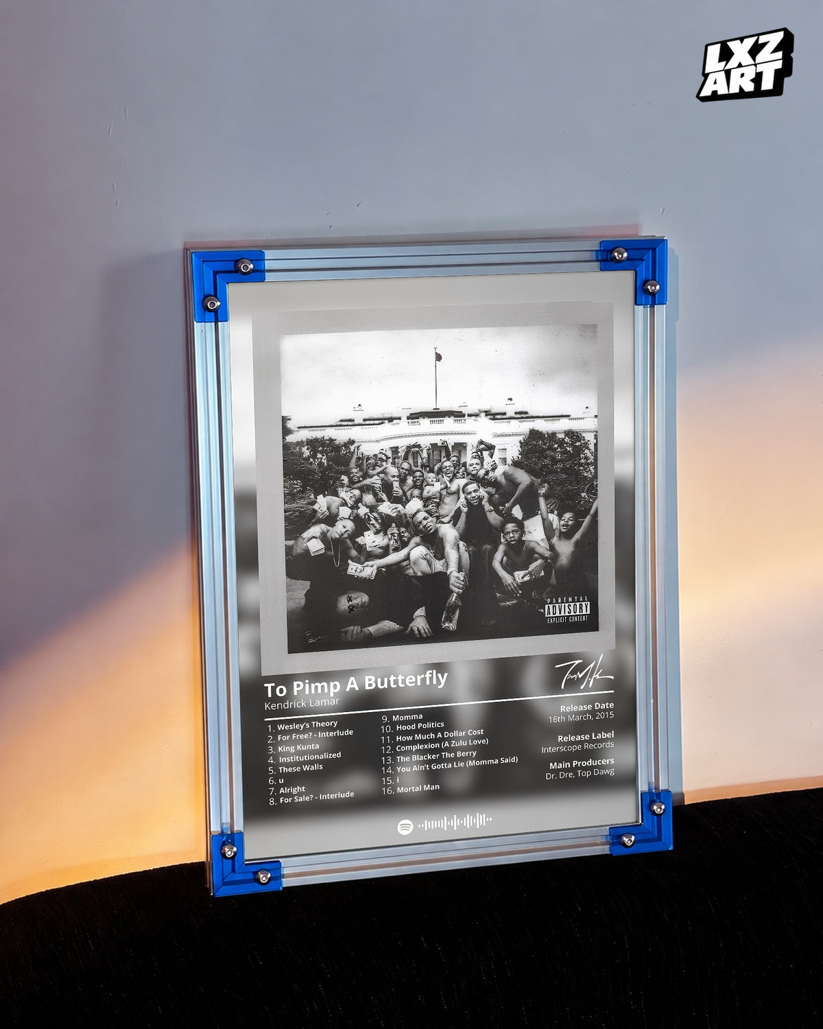Kendrick Lamar To Pimp a Butterfly Poster | Unframed Hip Hop Wall Art — LXZART display 3; frame not included