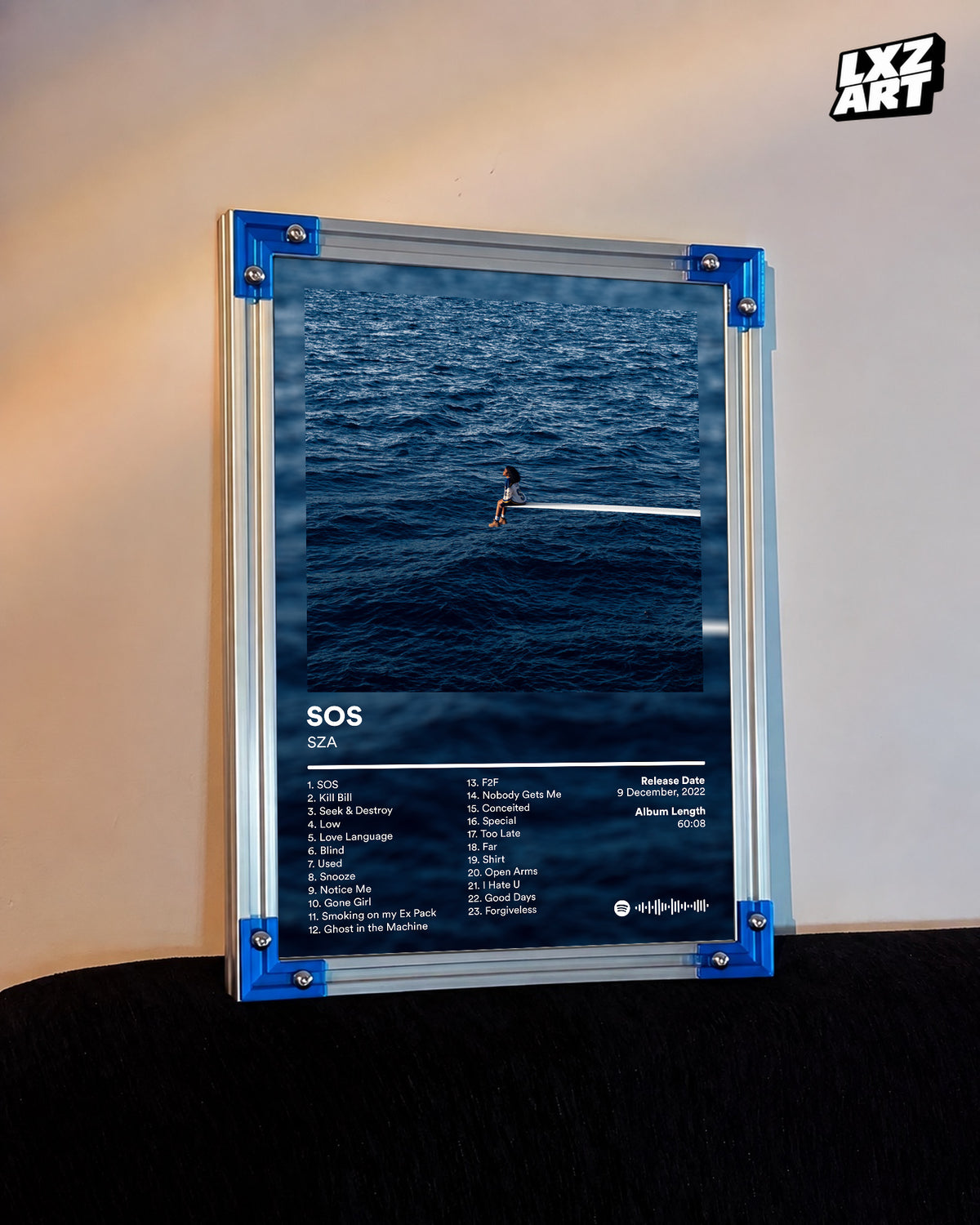 SZA SOS Tracklist Poster | Unframed Bedroom Wall Art — LXZART display 3; frame not included