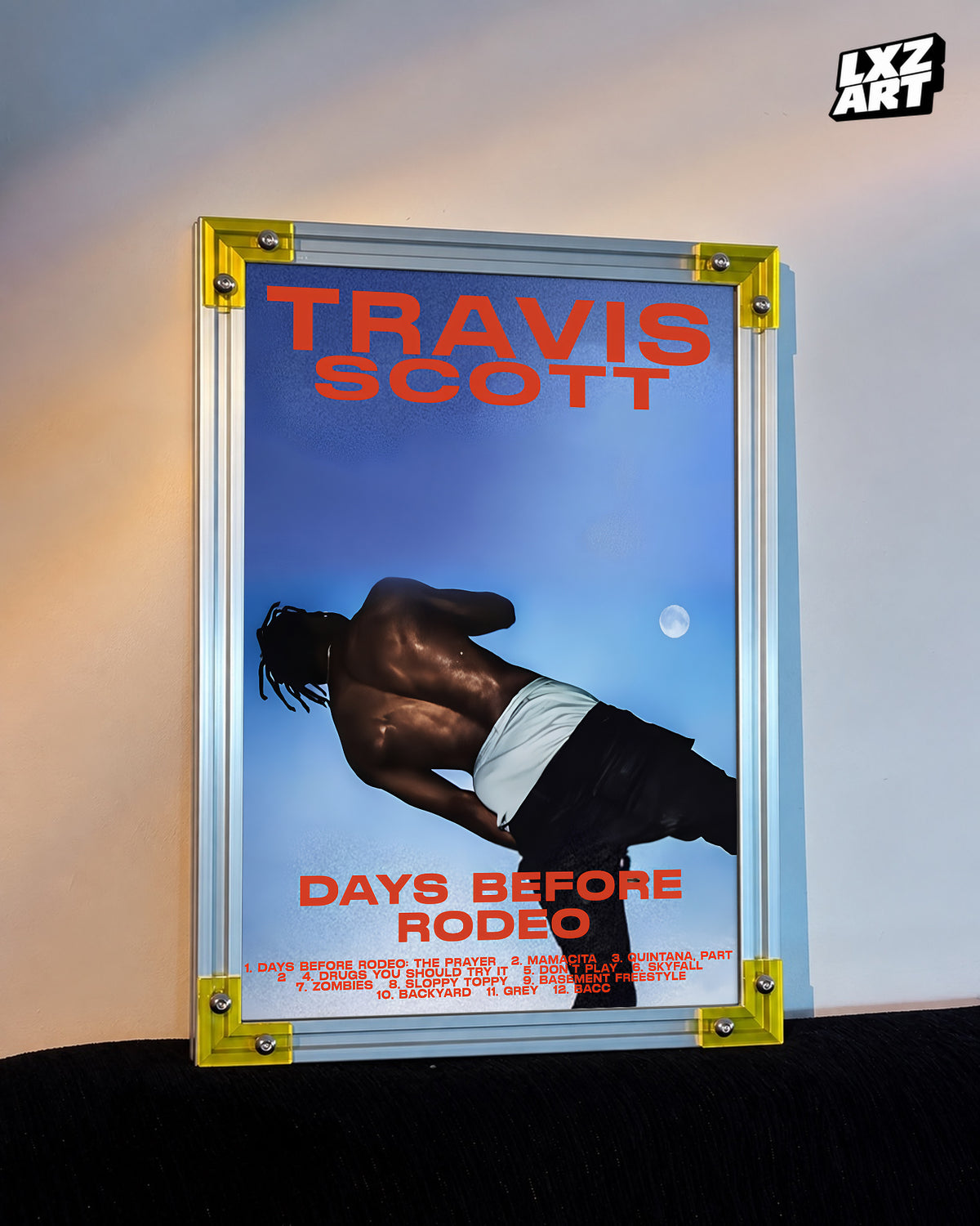 Travis Scott Days Before Rodeo Tracklist Poster | Unframed Bedroom Wall Art — LXZART display 3; frame not included
