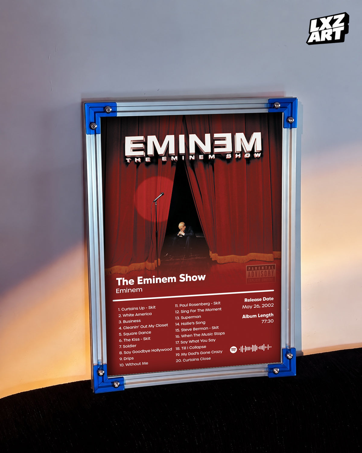 Eminem The Eminem Show Tracklist Poster | Unframed Bedroom Wall Art — LXZART display 3; frame not included