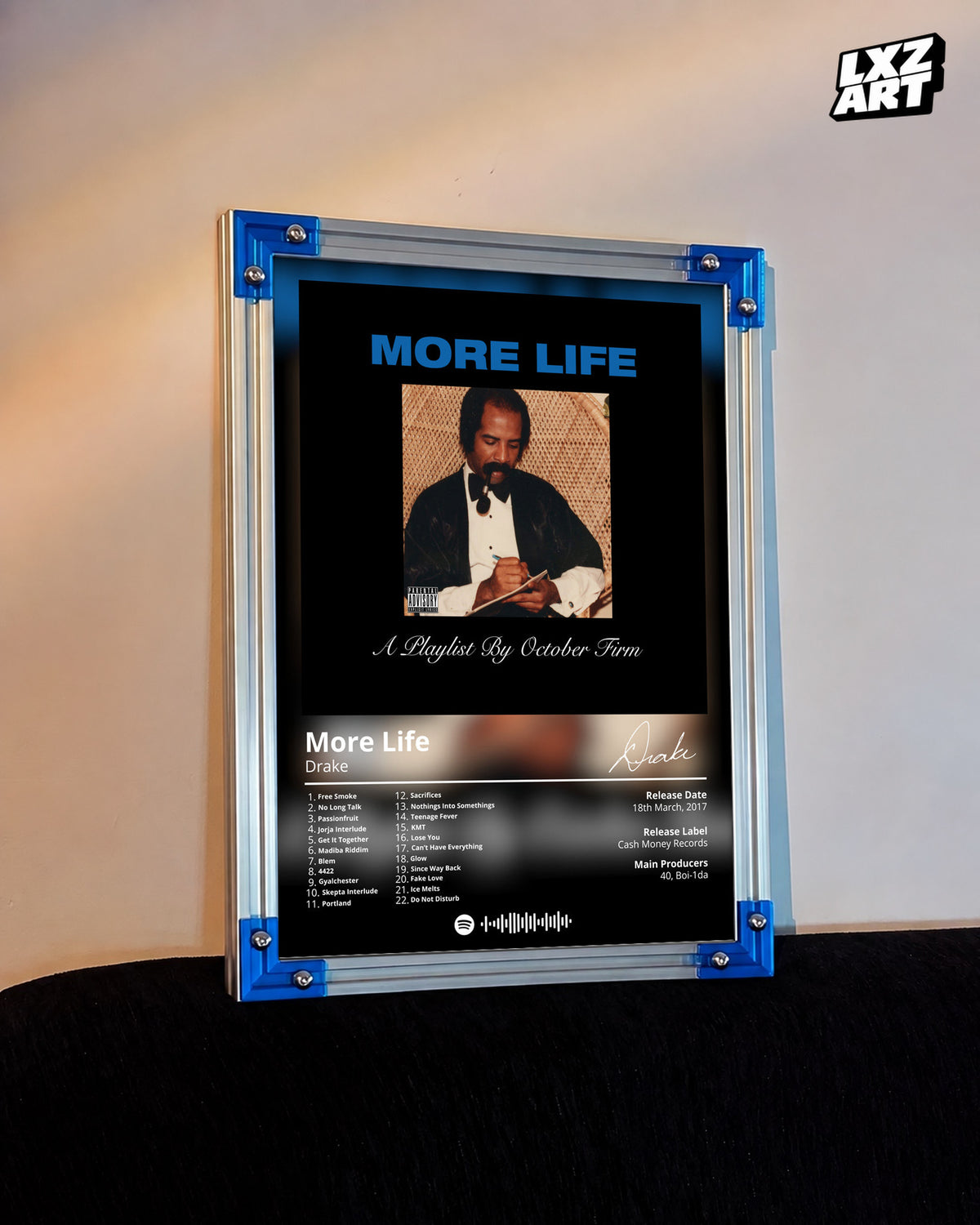 Drake More Life Album Poster | Unframed Music Wall Art — LXZART display 3; frame not included
