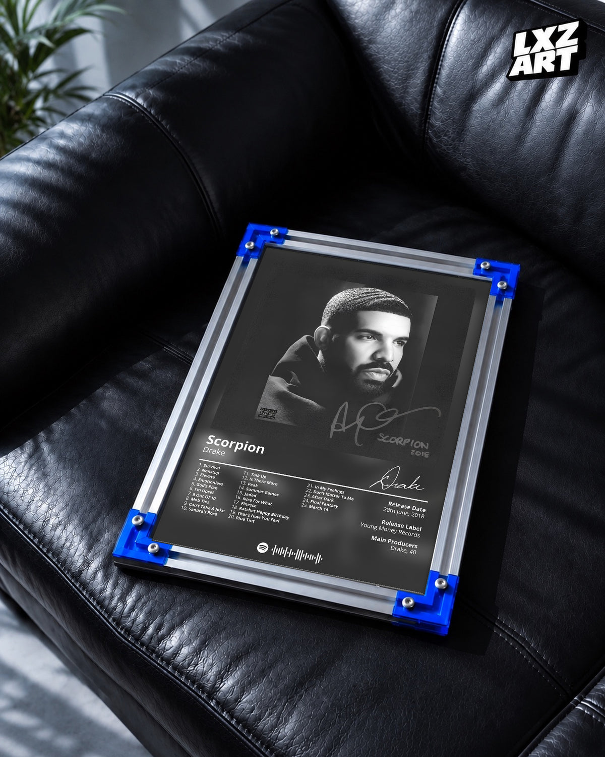 Drake Scorpion Tracklist Poster | Unframed Bedroom Wall Art — LXZART display 2; frame not included