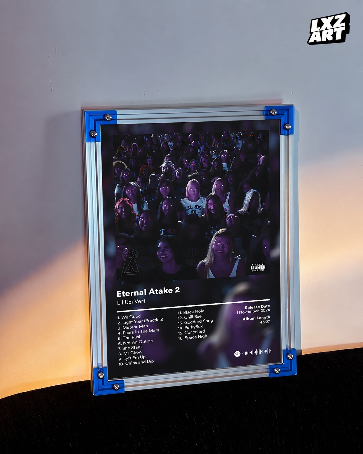 Lil Uzi Vert 'Eternal Atake 2' Album Poster — LXZART display 3; frame not included