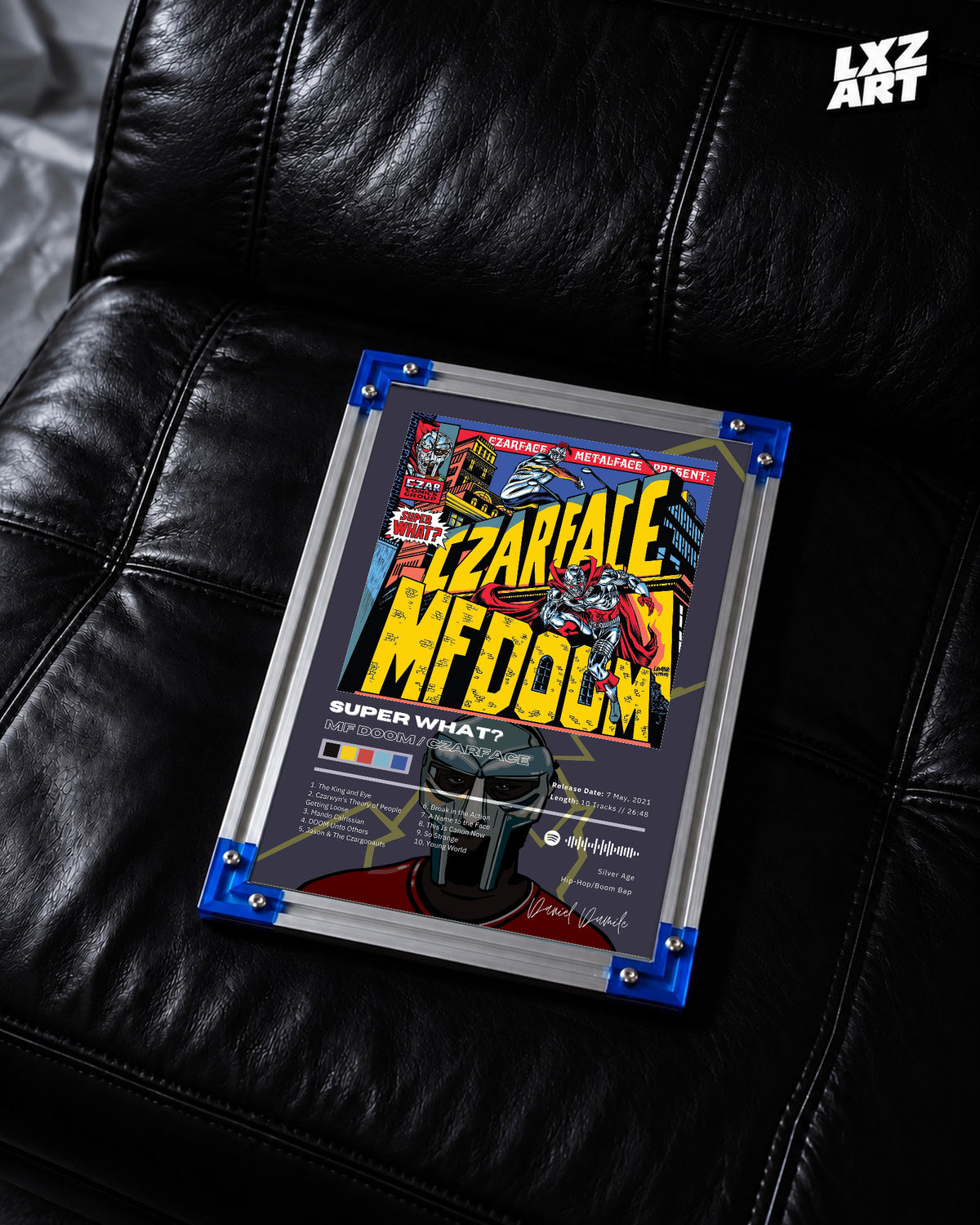 MF DOOM Czarface Meets Metal Face Super What? Album Poster | Unframed Bedroom Wall Art — LXZART display 2; frame not included