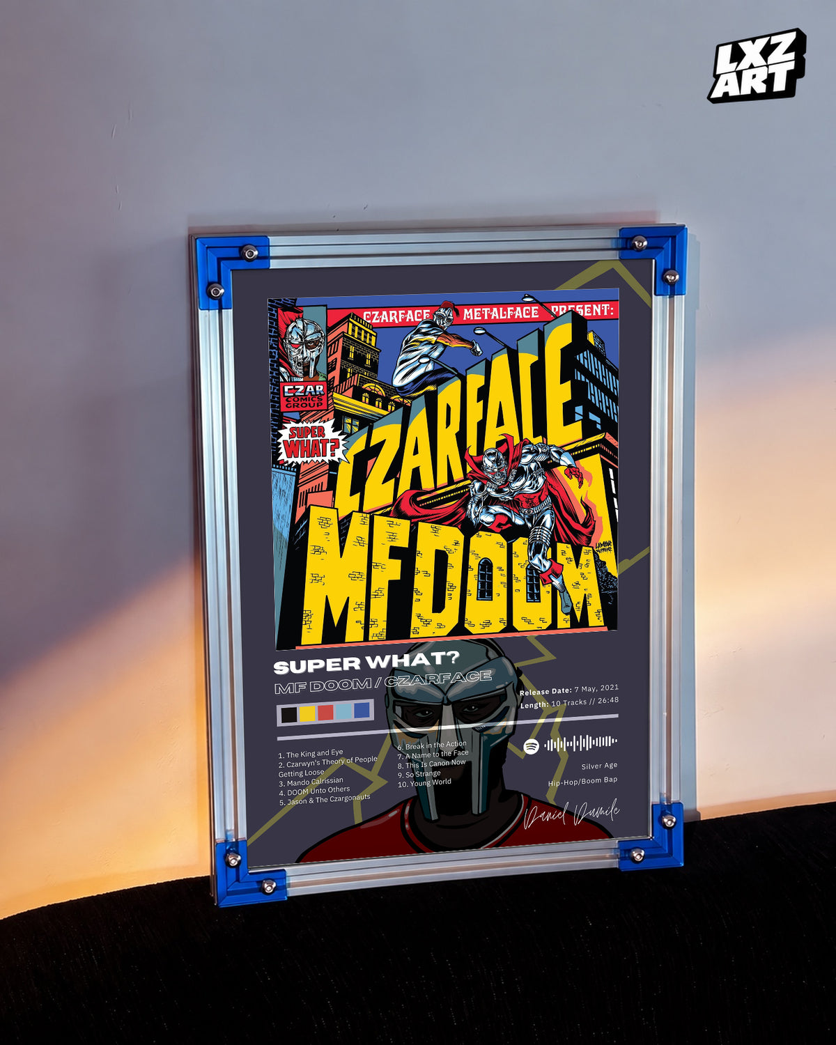 MF DOOM Czarface Meets Metal Face Super What? Album Poster | Unframed Bedroom Wall Art — LXZART display 3; frame not included