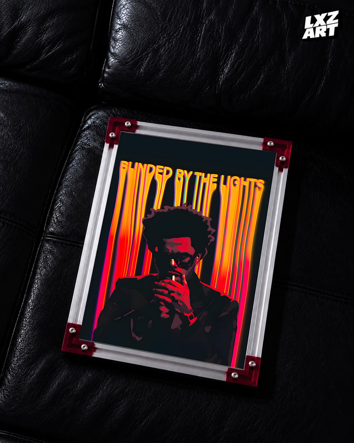 The Weeknd Neon Portrait Poster | Unframed Bedroom Wall Art — LXZART display 2; frame not included