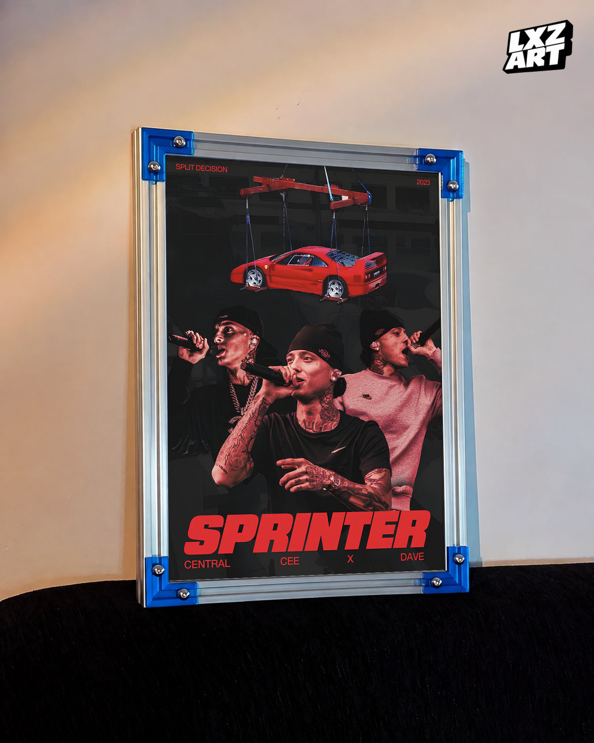 Dave x Central Cee Sprinter Poster | Unframed UK Hip Hop Wall Art — LXZART display 3; frame not included
