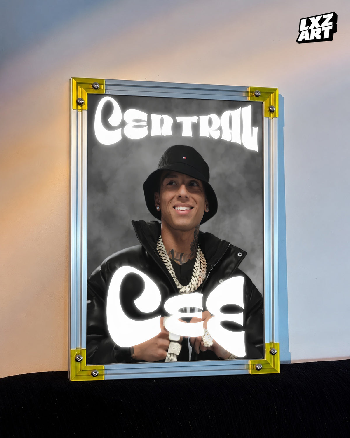 Central Cee Grey Smoke Portrait Poster | Unframed UK Rap Wall Art — LXZART display 3; frame not included