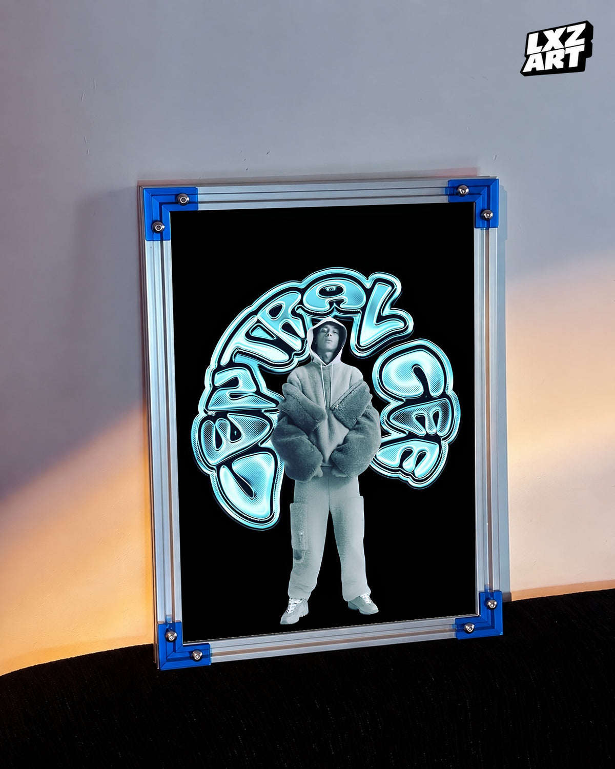 Central Cee Blue Bubble Graphic Poster | Unframed UK Rap Wall Art — LXZART display 3; frame not included