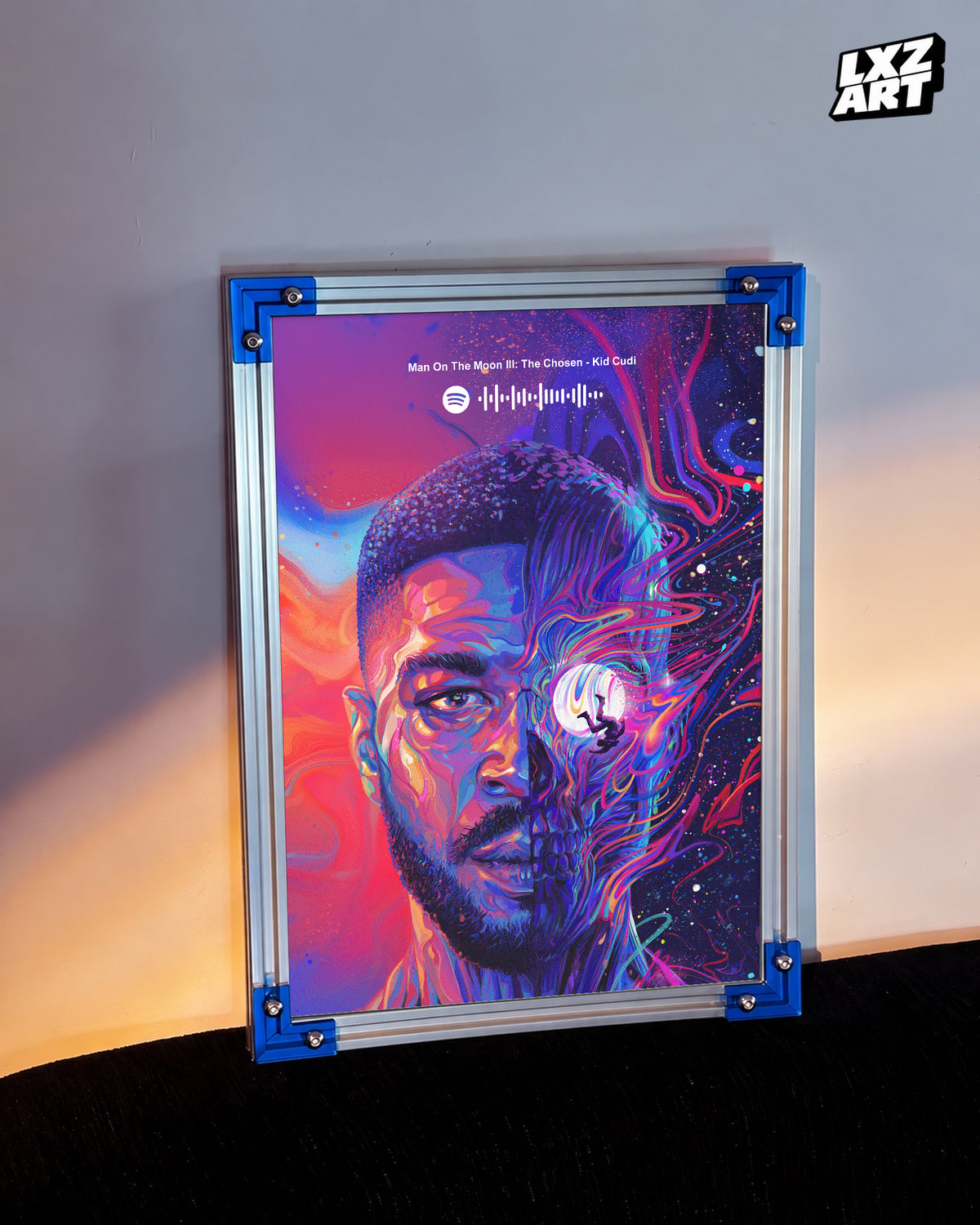Kid Cudi 'Man On The Moon III' Spotify Poster — LXZART display 3; frame not included