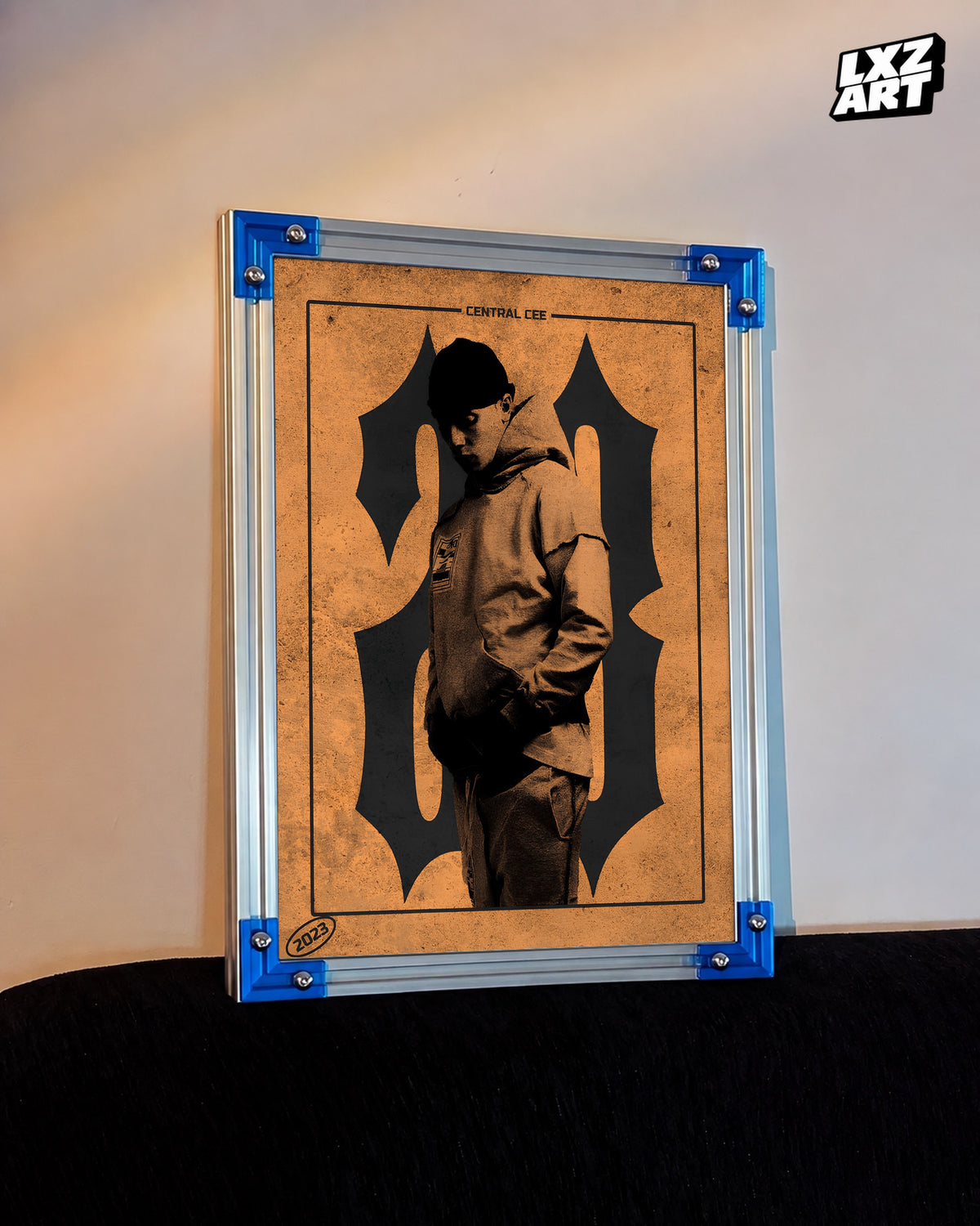 Central Cee 2023 Vintage Graphic Poster | Unframed UK Rap Wall Art — LXZART display 3; frame not included