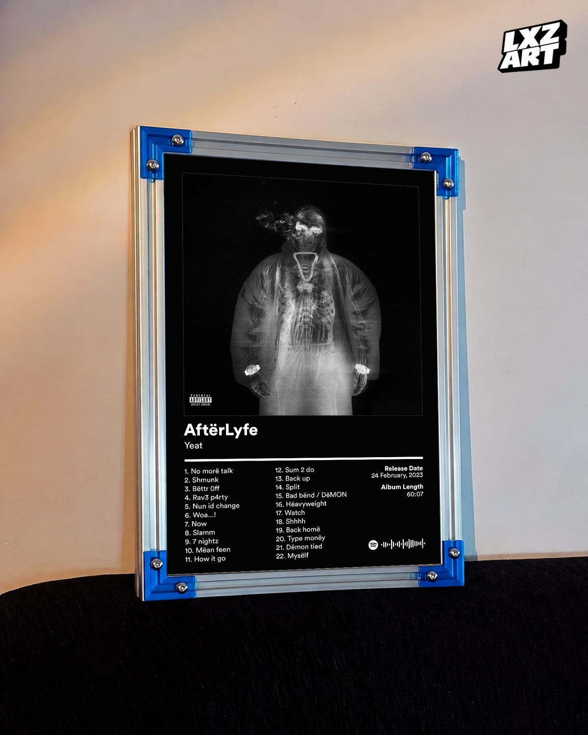 Yeat AftërLyfe Tracklist Poster | Unframed Bedroom Wall Art — LXZART display 3; frame not included